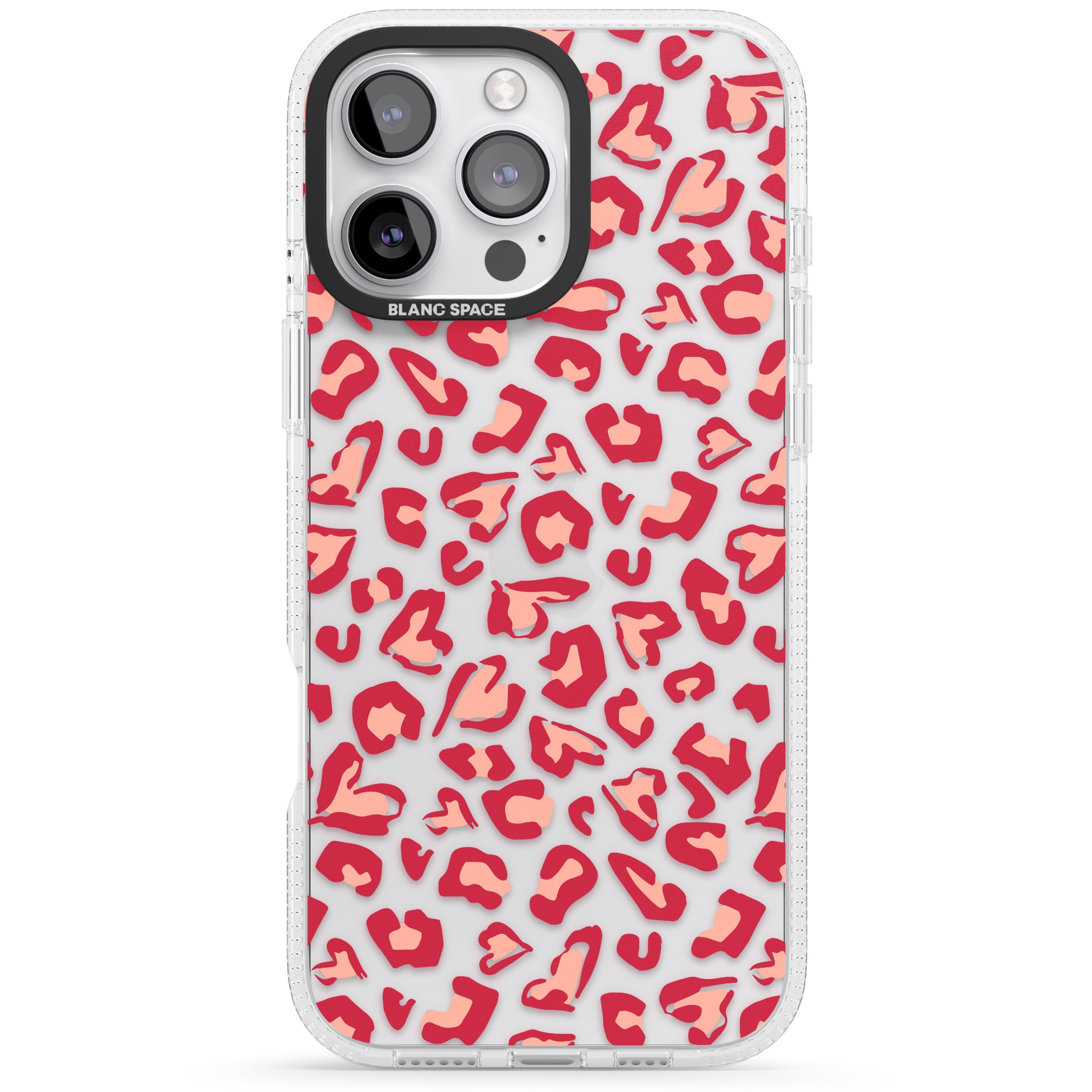 Heart Leopard Print iPhone 16 Pro Max / 16 Pro Clear Case Impact Air - Blanc Space