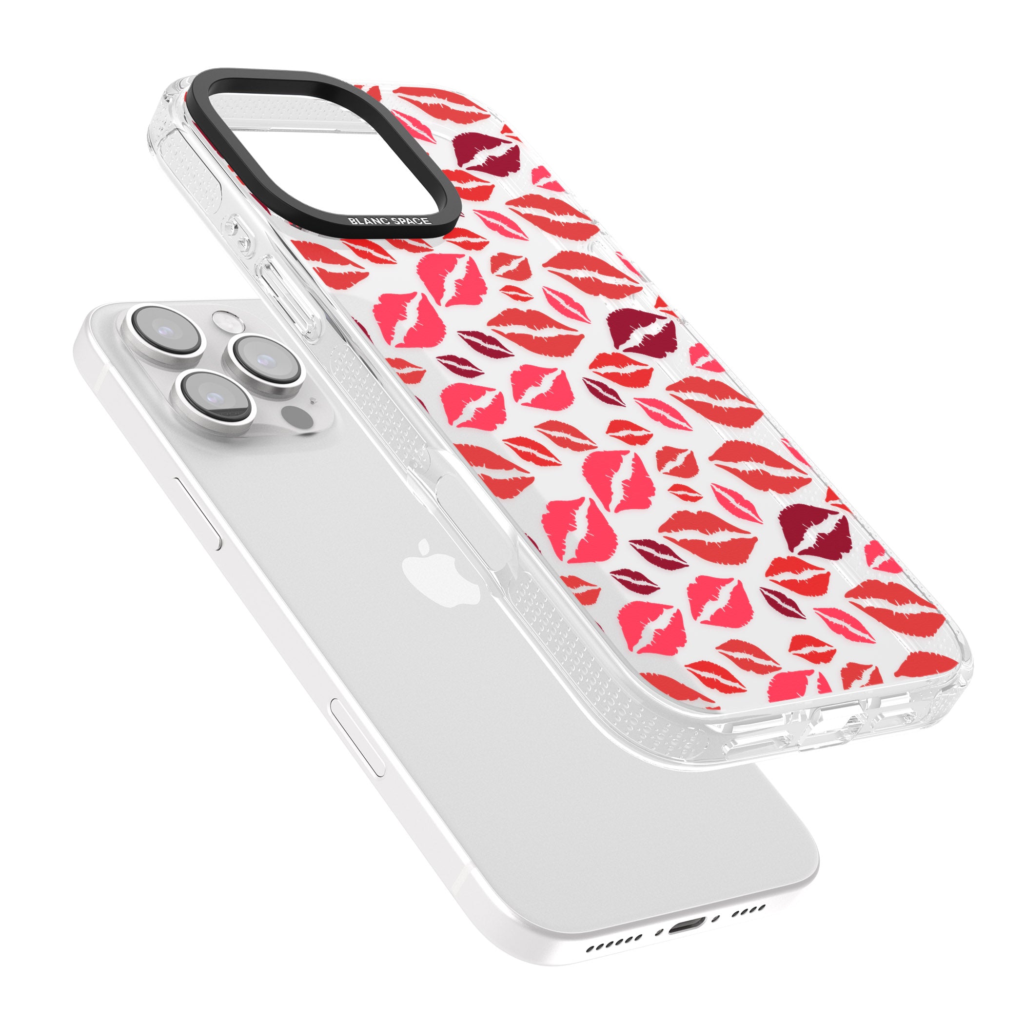 Lips Pattern iPhone 16 Pro Max / 16 Pro Clear Case Impact Air - Blanc Space