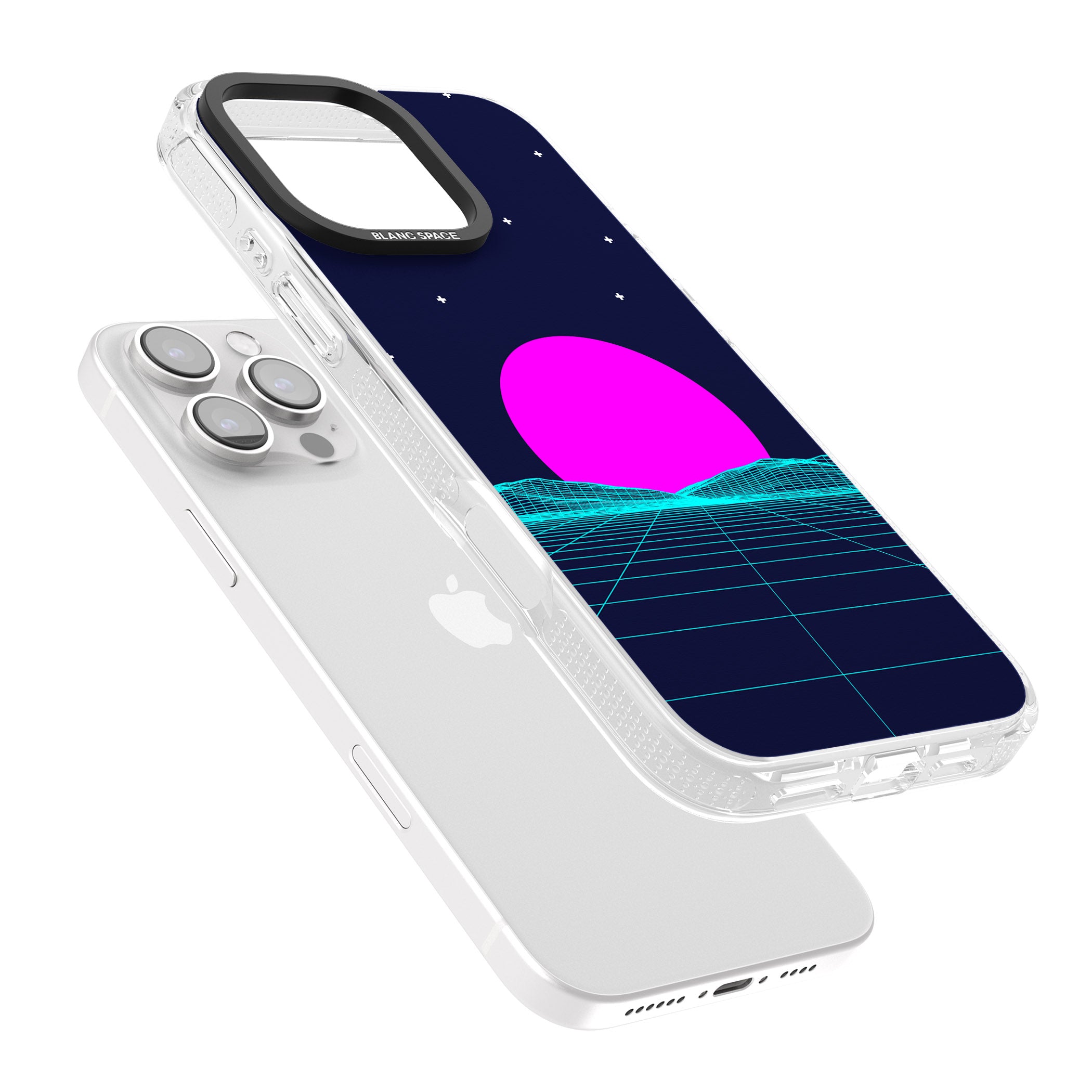 Miami Sunset Vaporwave iPhone 16 Pro Max / 16 Pro Clear Case Impact Air - Blanc Space