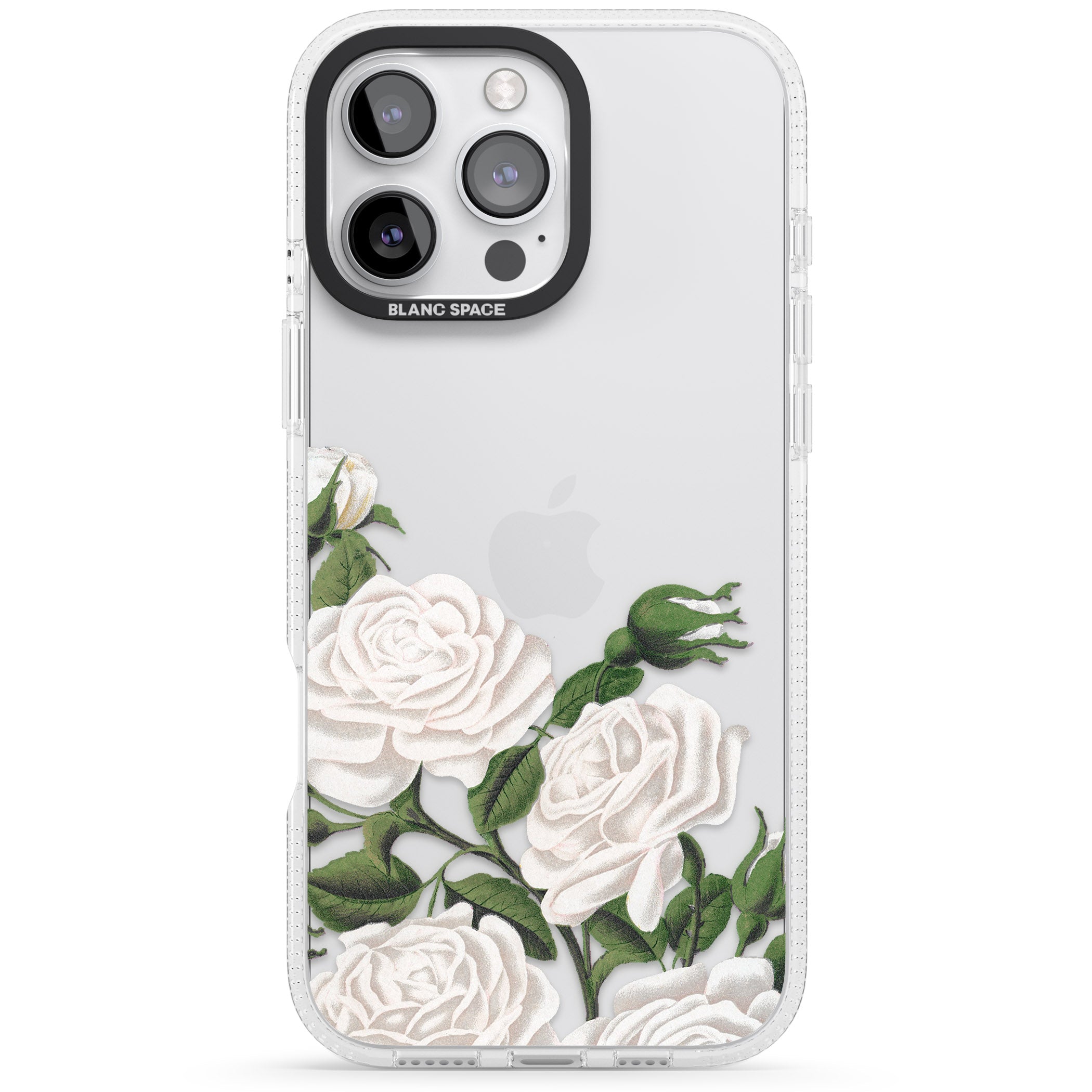 White Vintage Painted Flowers iPhone 16 Pro Max / 16 Pro Clear Case Impact Air - Blanc Space