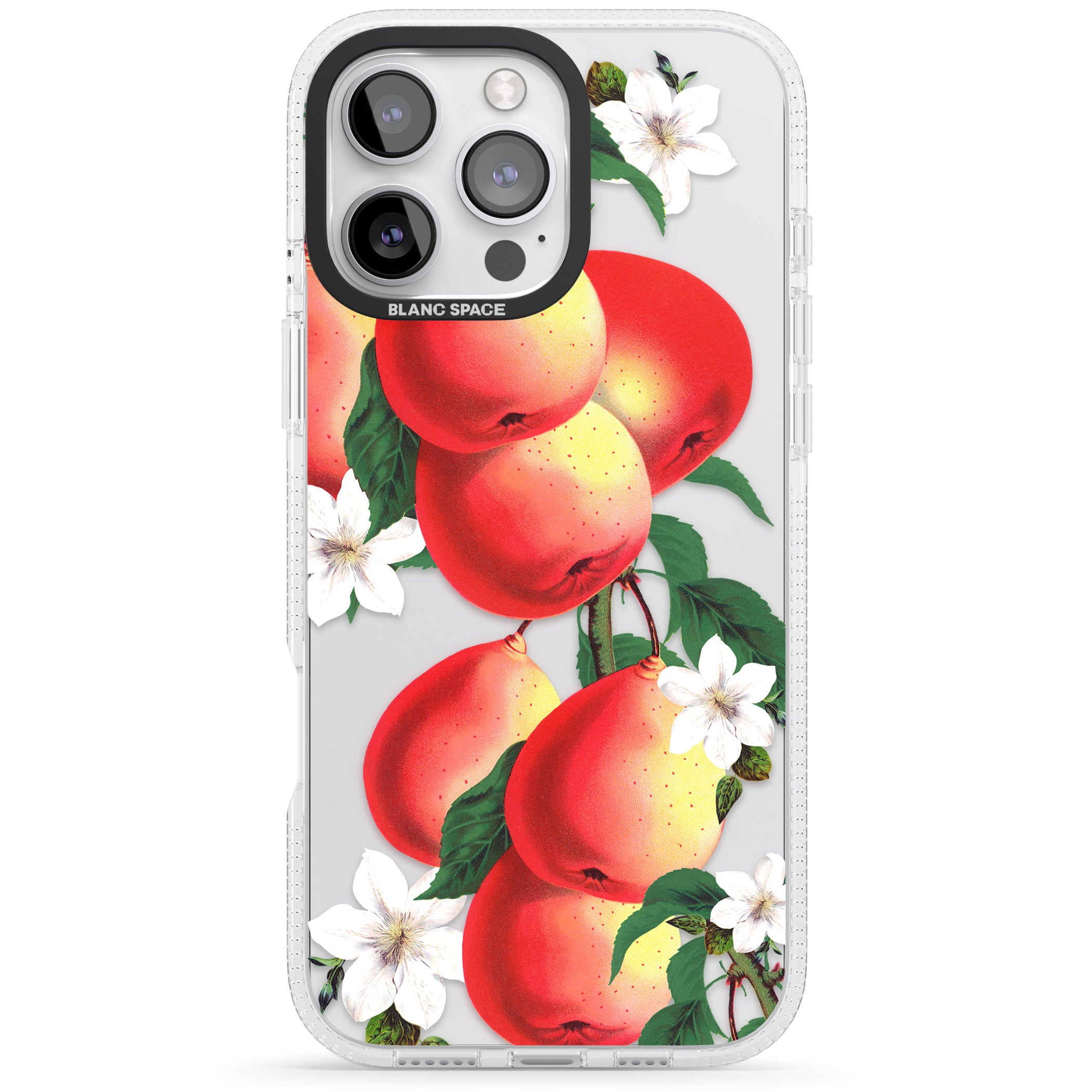 Vintage Painted Peaches iPhone 16 Pro Max / 16 Pro Clear Case Impact Air - Blanc Space