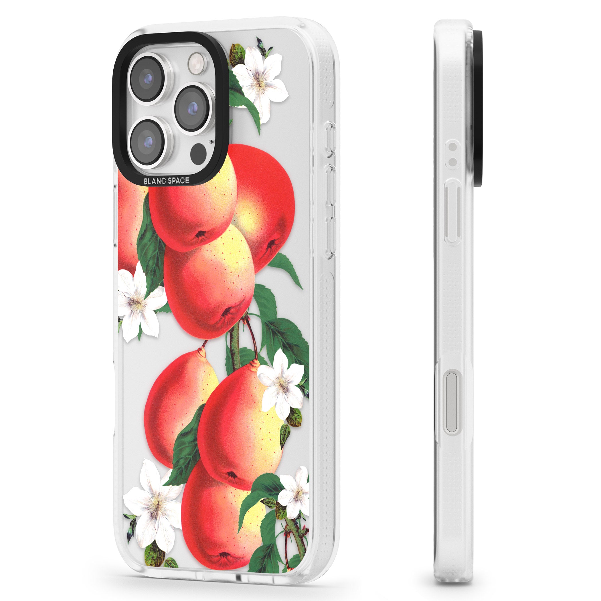 Vintage Painted Peaches iPhone 16 Pro Max / 16 Pro Clear Case Impact Air - Blanc Space