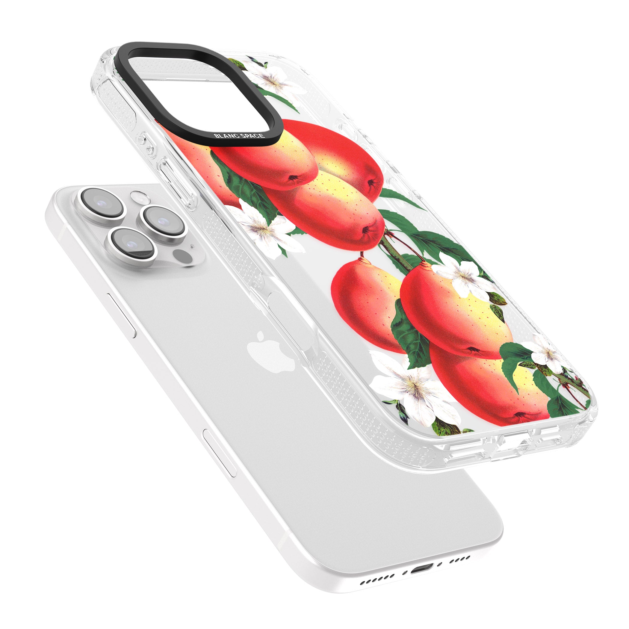 Vintage Painted Peaches iPhone 16 Pro Max / 16 Pro Clear Case Impact Air - Blanc Space