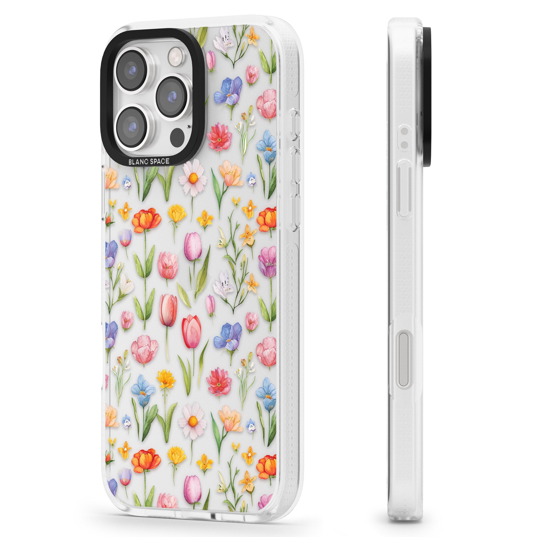 Small Flower Mix iPhone 16 Pro Max / 16 Pro Clear Case Impact Air - Blanc Space