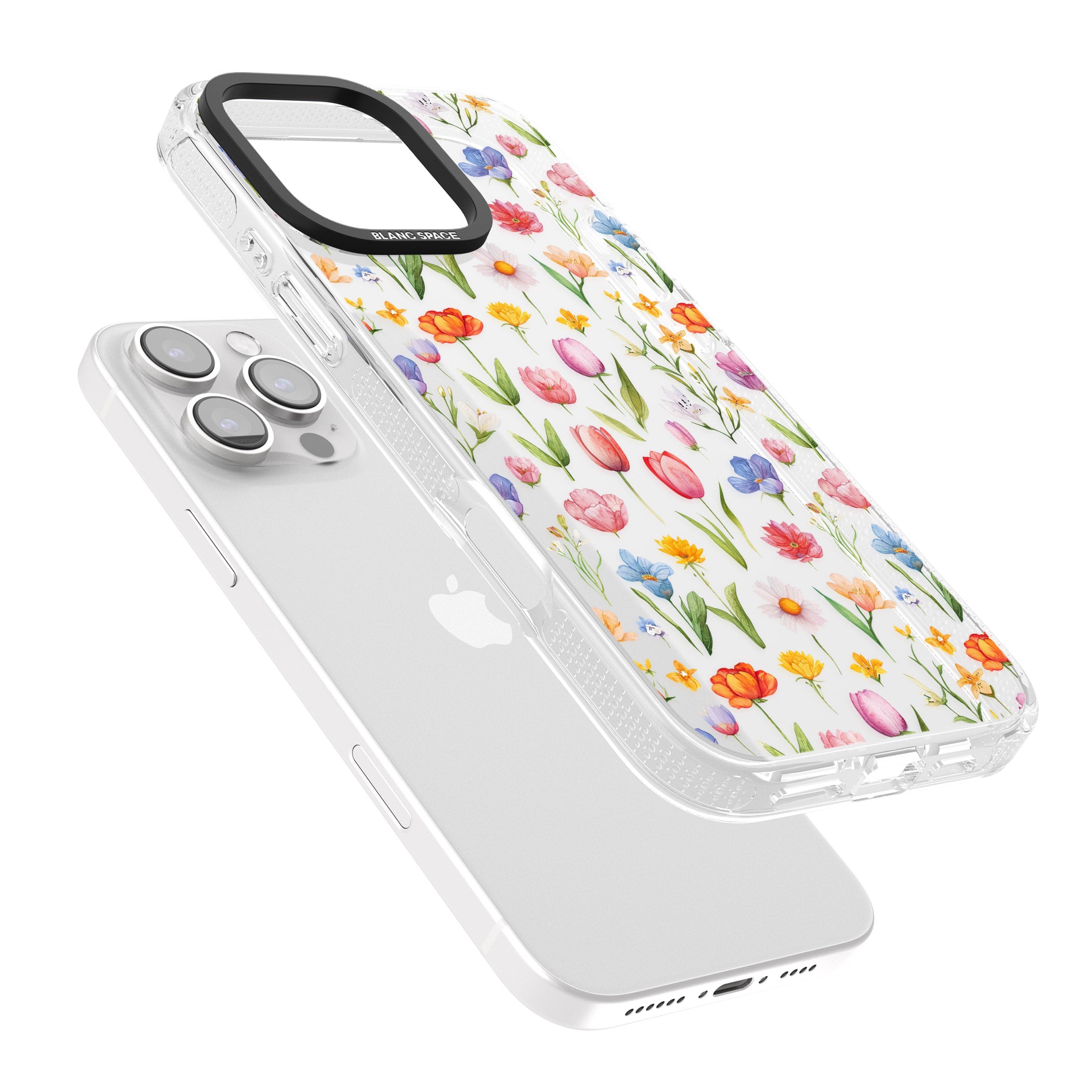 Small Flower Mix iPhone 16 Pro Max / 16 Pro Clear Case Impact Air - Blanc Space