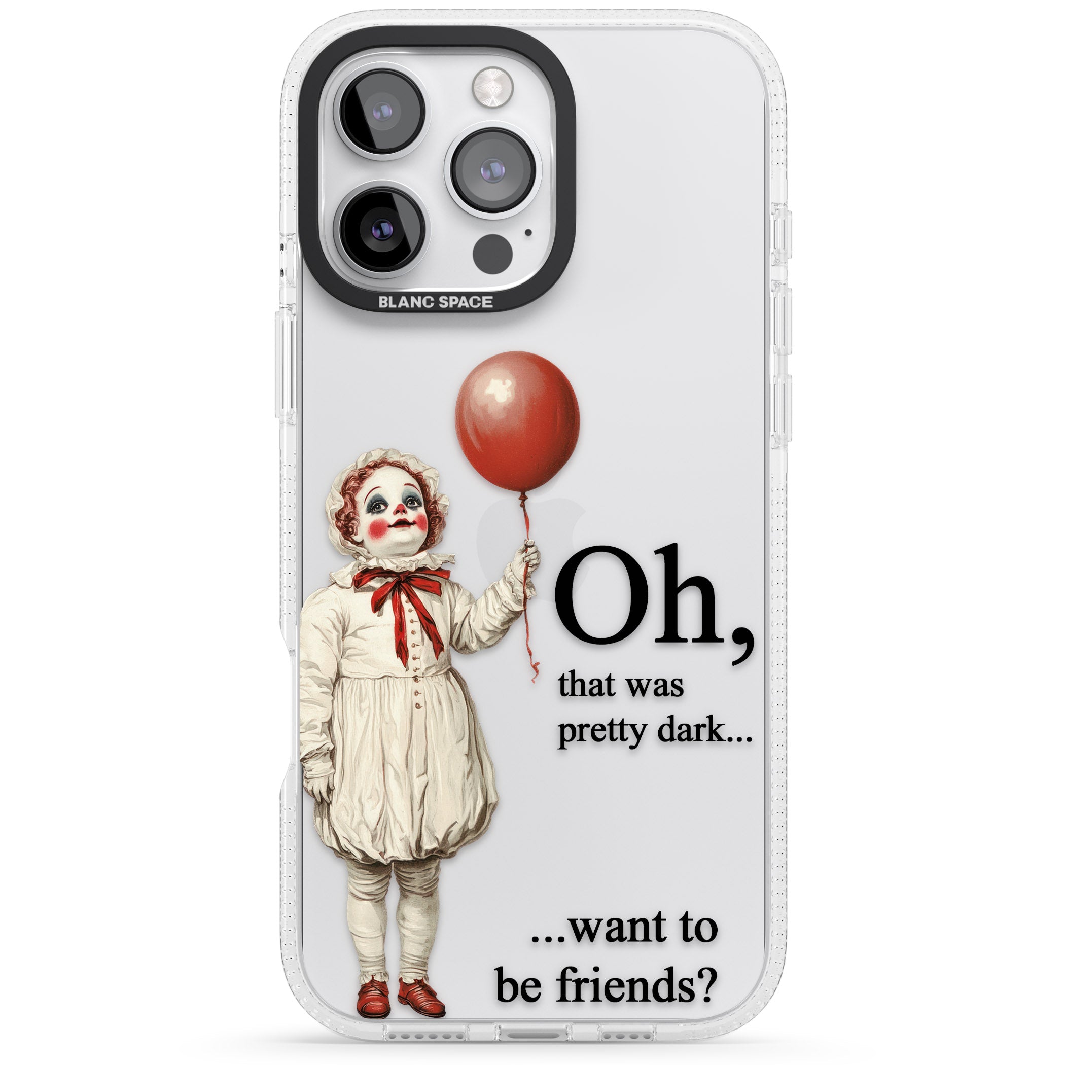 Want to be Friends? iPhone 16 Pro Max / 16 Pro Clear Case Impact Air - Blanc Space