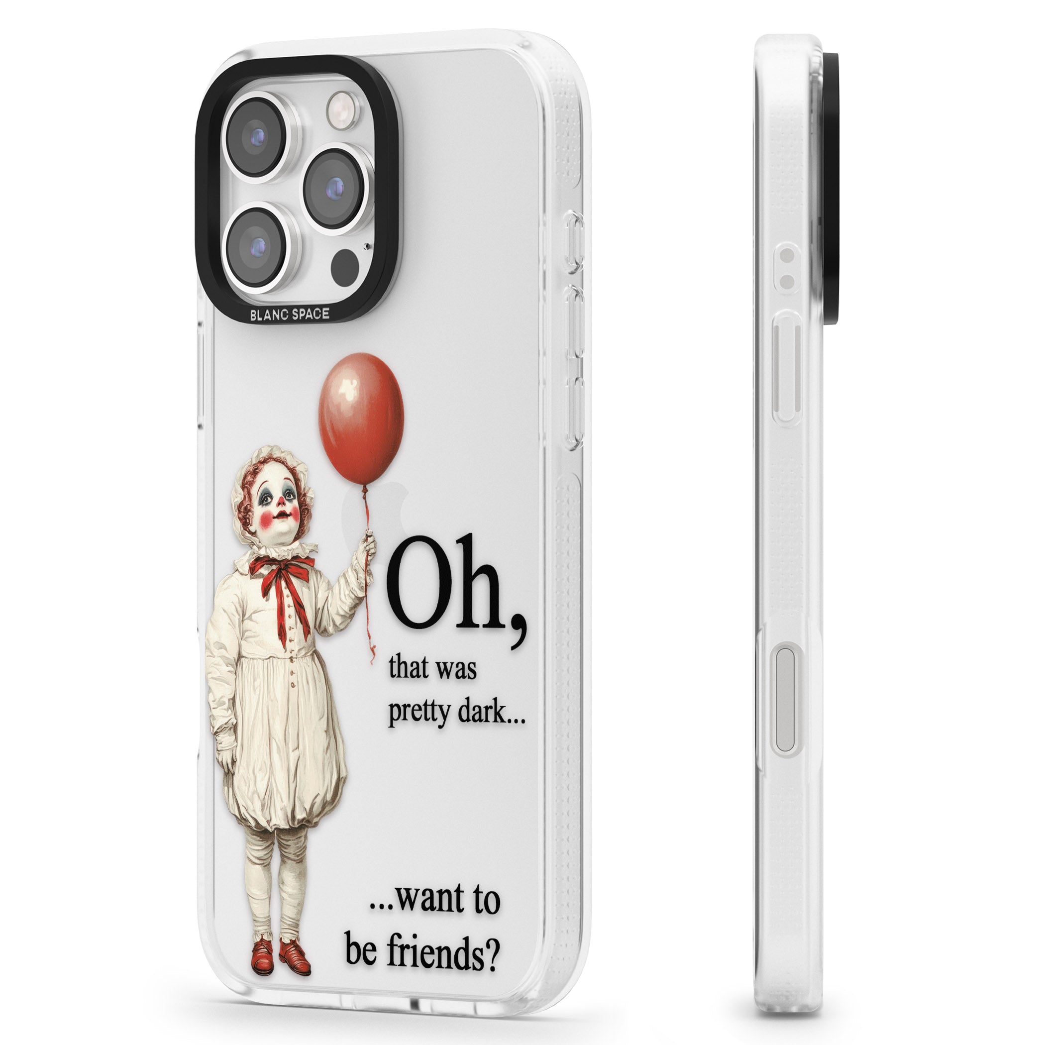 Want to be Friends? iPhone 16 Pro Max / 16 Pro Clear Case Impact Air - Blanc Space