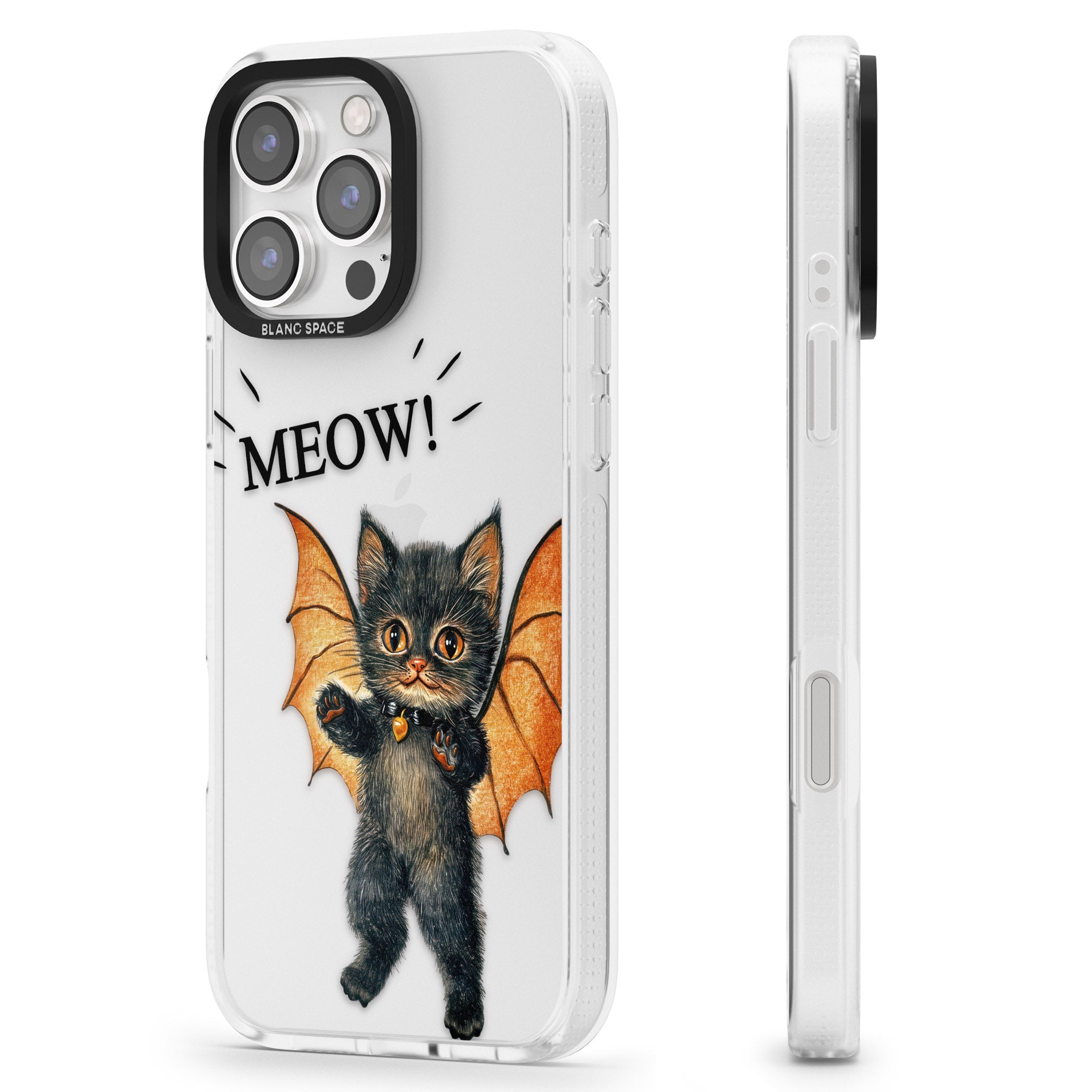 MEOW! iPhone 16 Pro Max / 16 Pro Clear Case Impact Air - Blanc Space