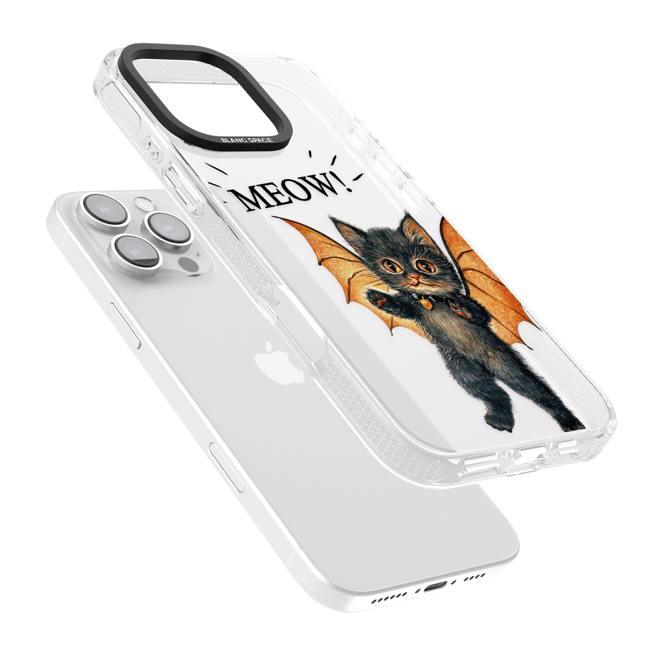 MEOW! iPhone 16 Pro Max / 16 Pro Clear Case Impact Air - Blanc Space