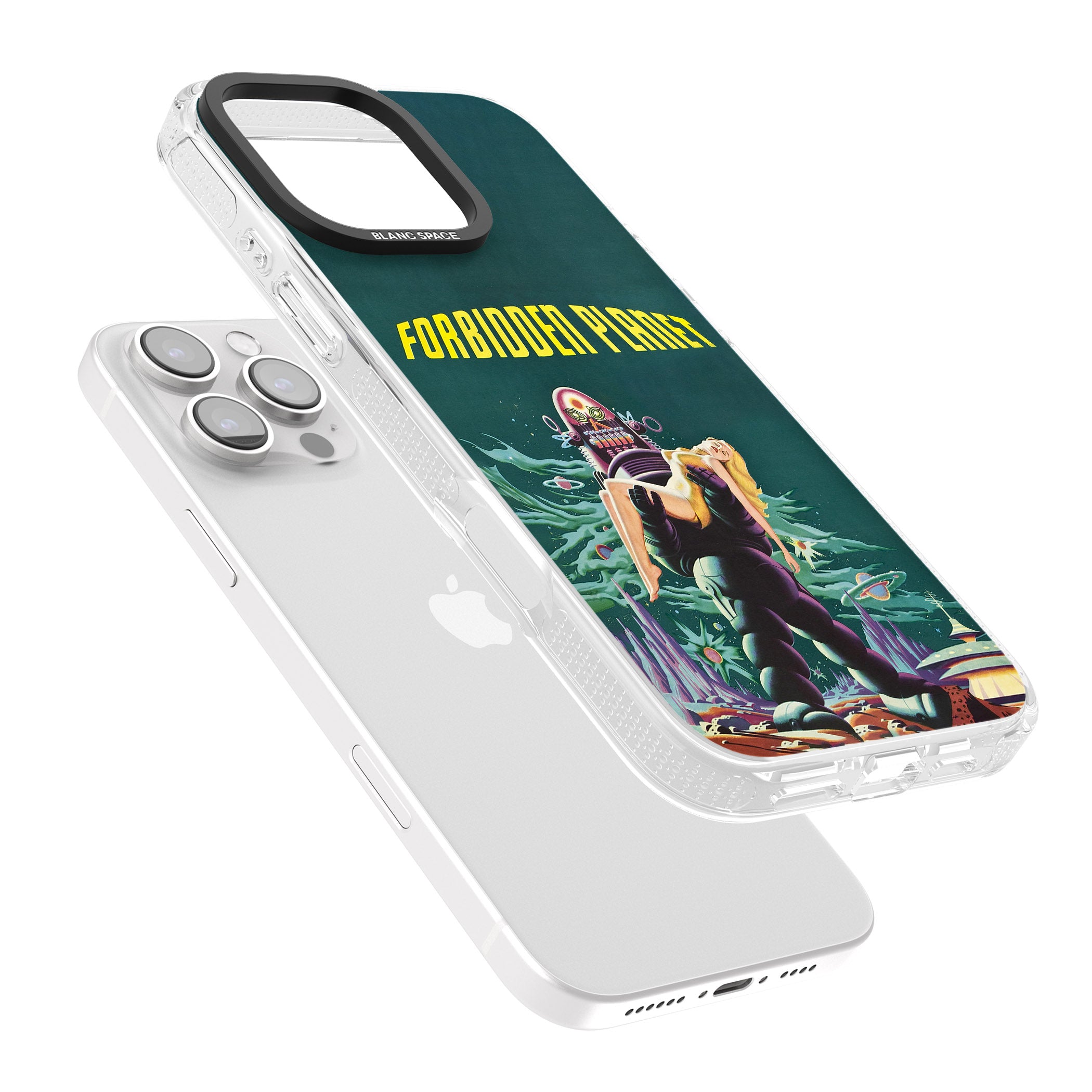 Forbidden Planet Poster iPhone 16 Pro Max / 16 Pro Clear Case Impact Air - Blanc Space
