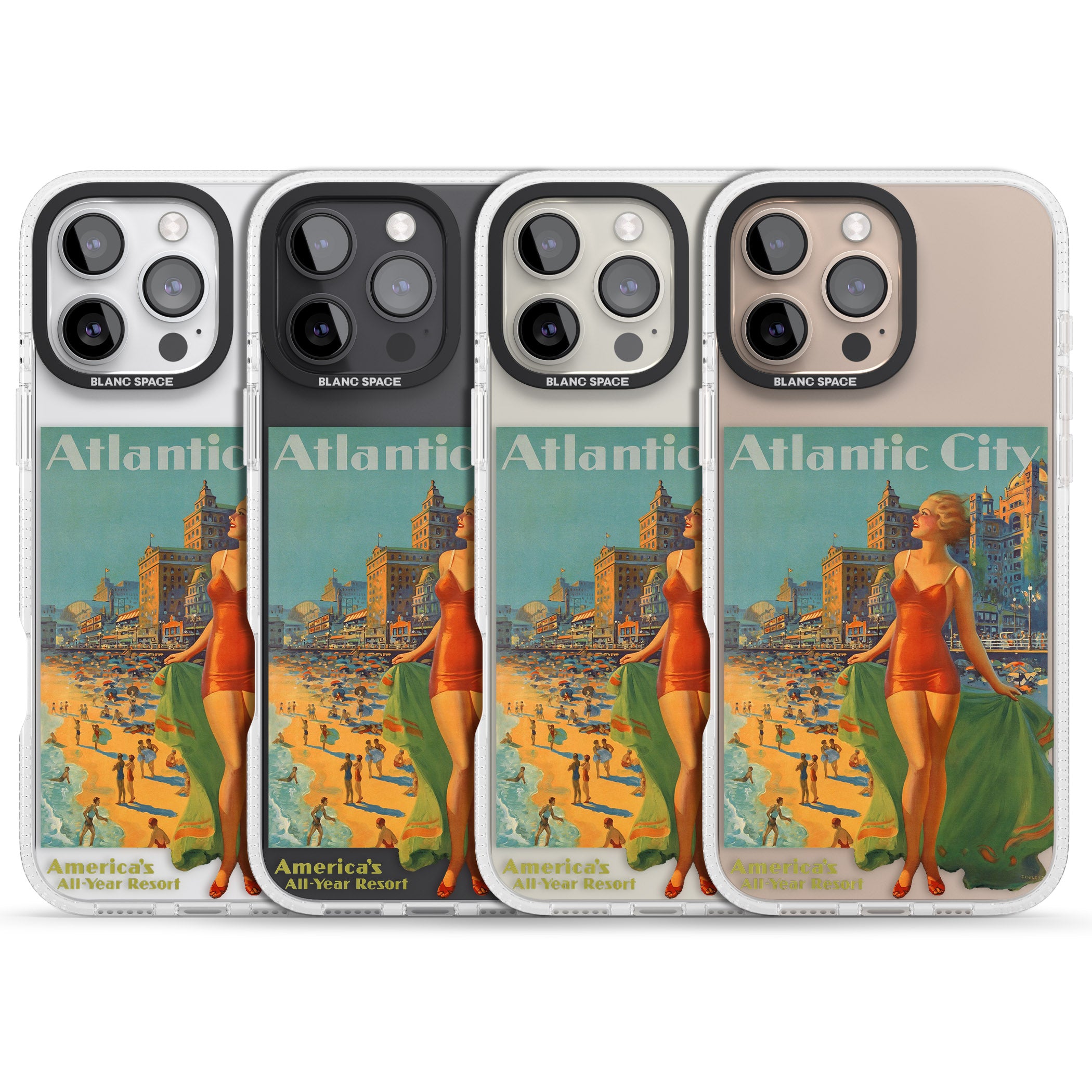 Atlantic City Vacation Poster iPhone 16 Pro Max / 16 Pro Clear Case Impact Air - Blanc Space