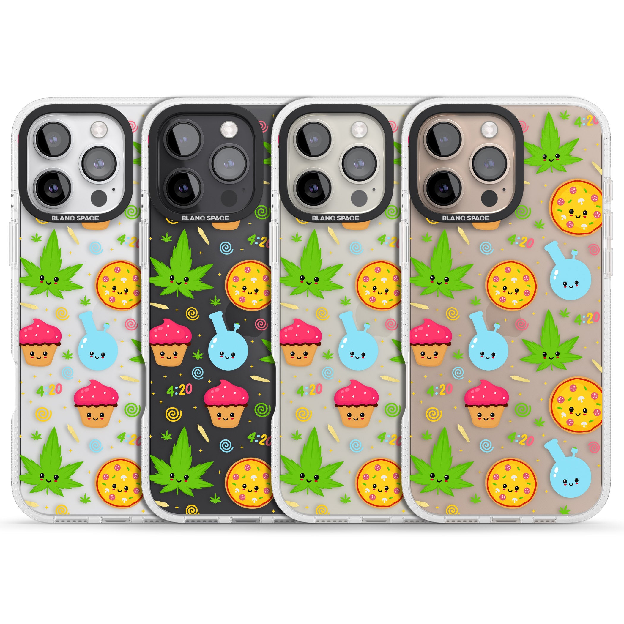 Kawaii Weed Pattern iPhone 16 Pro Max / 16 Pro Clear Case Impact Air - Blanc Space