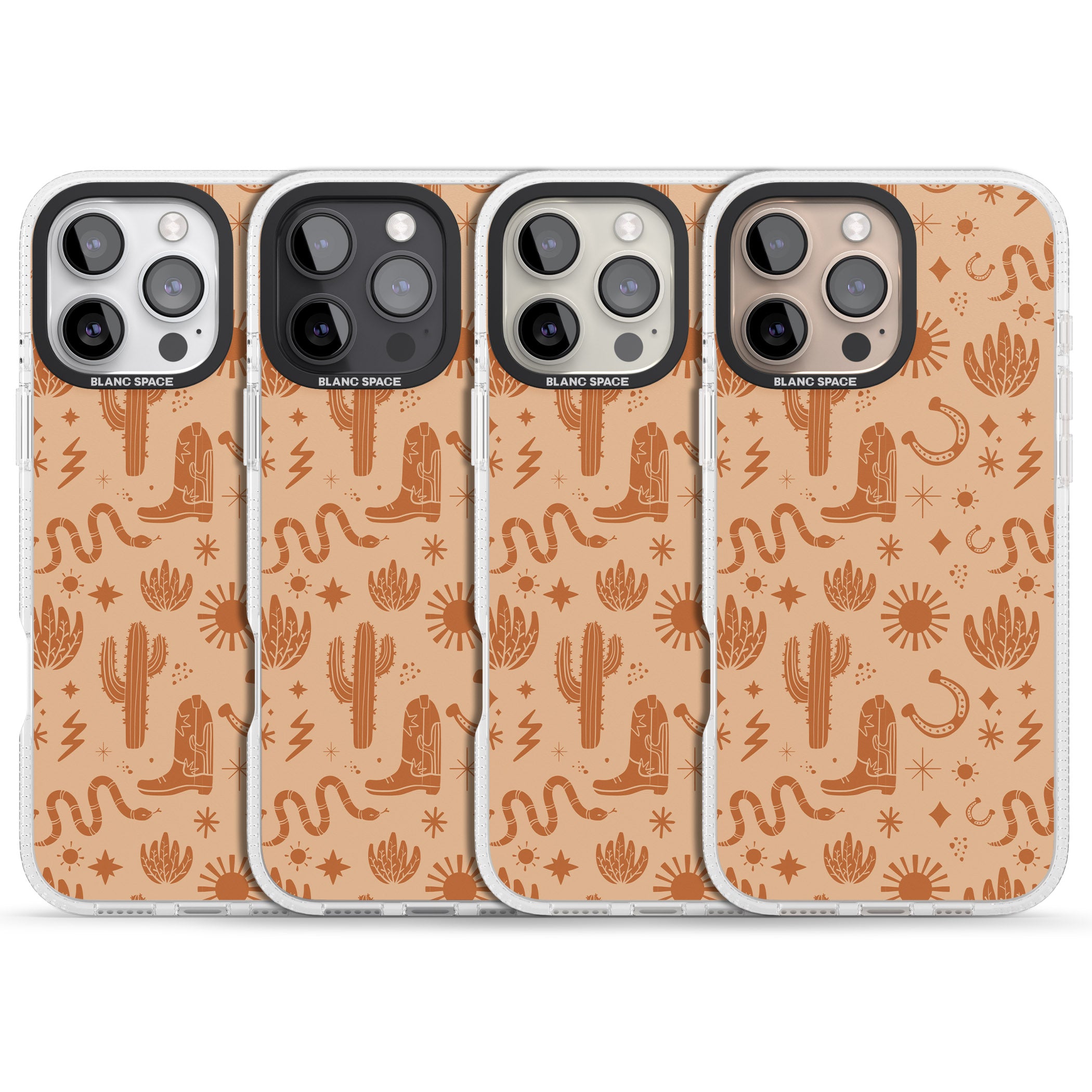 Wild West Pattern iPhone 16 Pro Max / 16 Pro Clear Case Impact Air - Blanc Space