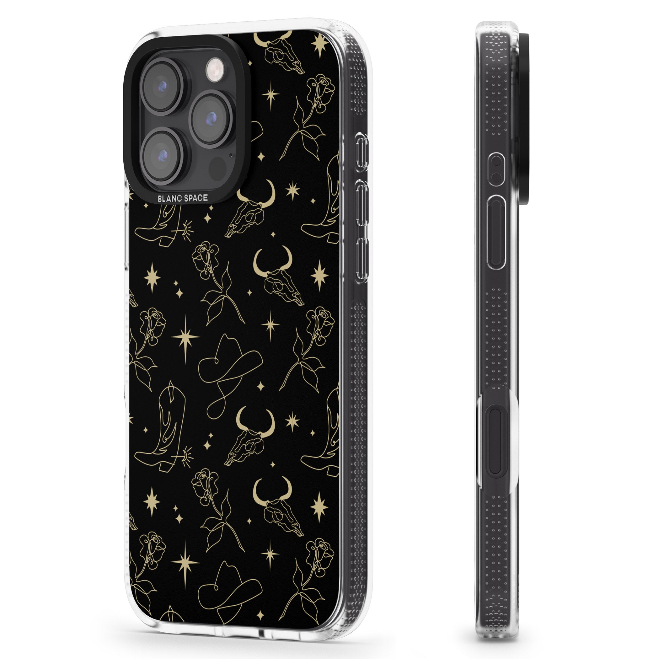 Celestial West Pattern iPhone 16 Pro Max / 16 Pro Clear Case Impact Air - Blanc Space