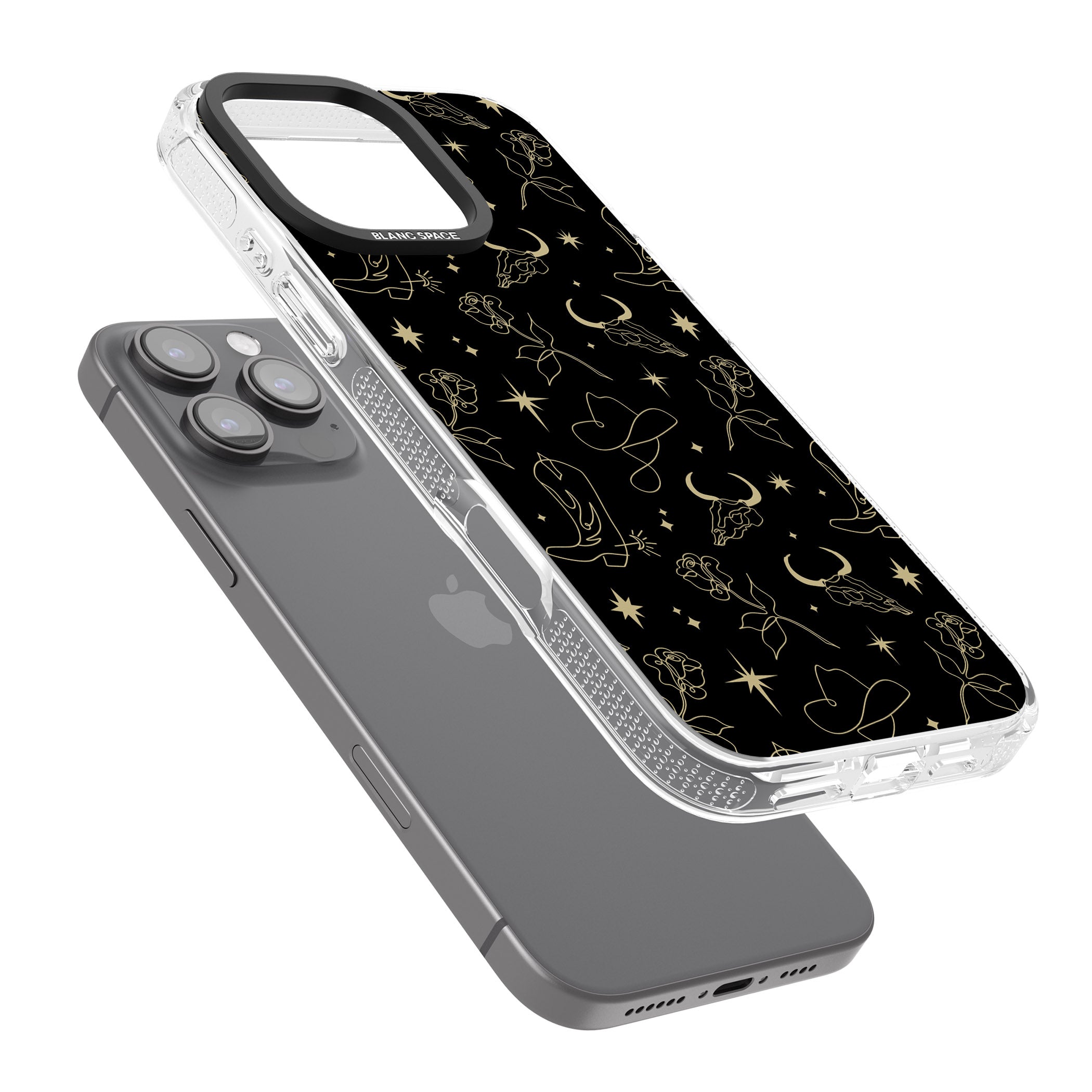 Celestial West Pattern iPhone 16 Pro Max / 16 Pro Clear Case Impact Air - Blanc Space