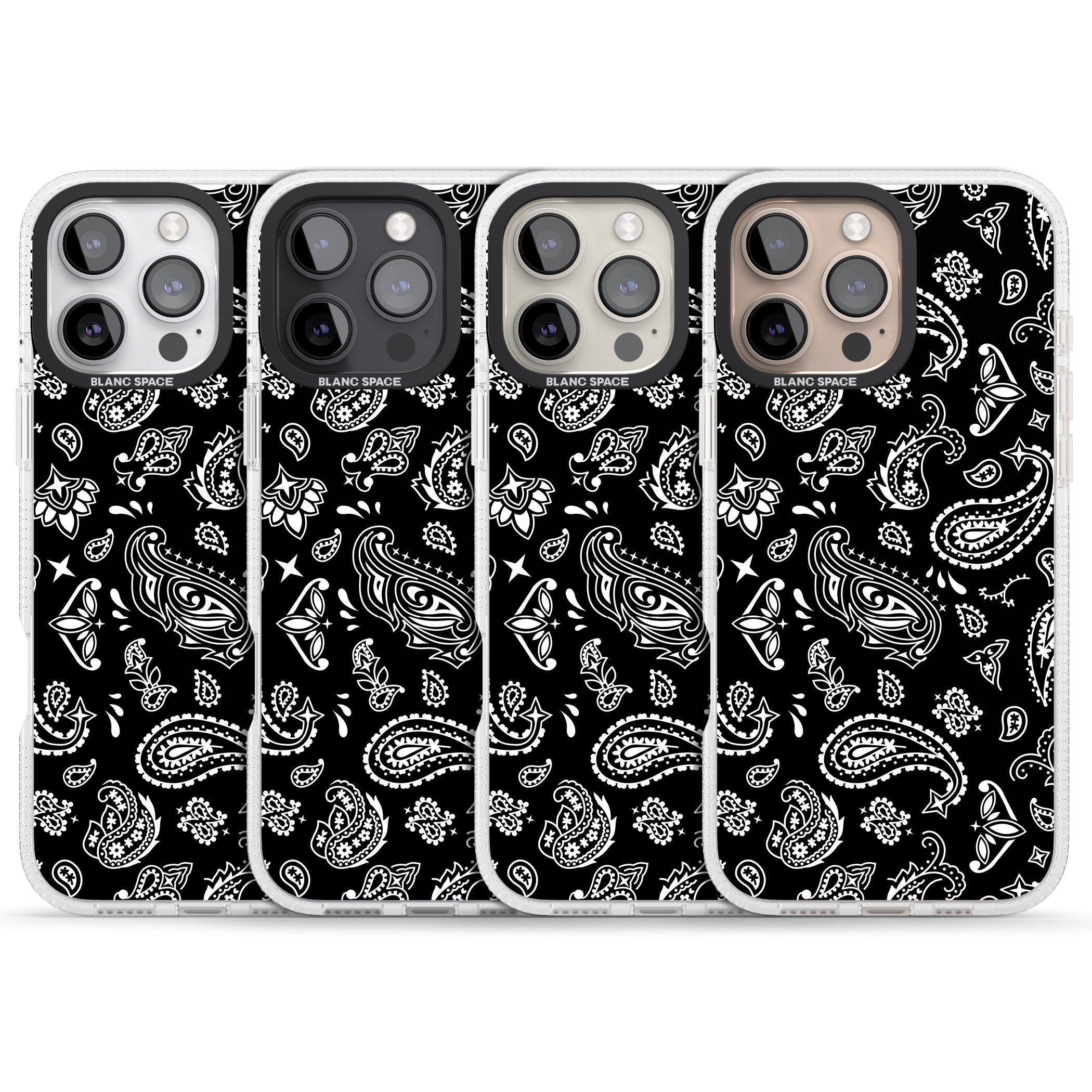 Black Bandana iPhone 16 Pro Max / 16 Pro Clear Case Impact Air - Blanc Space