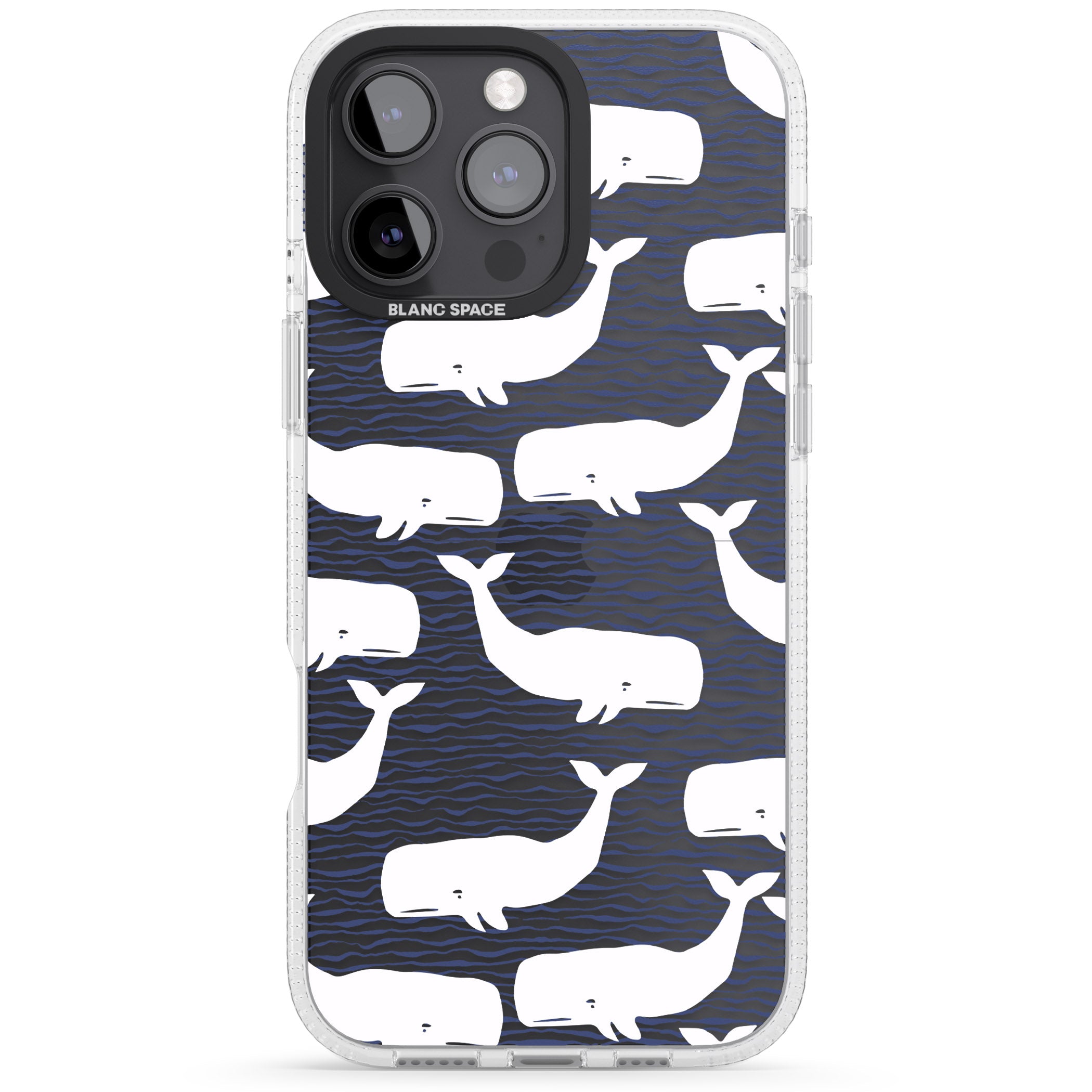 Cute Whales (Transparent) iPhone 16 Pro Max / 16 Pro Clear Case Impact Air - Blanc Space