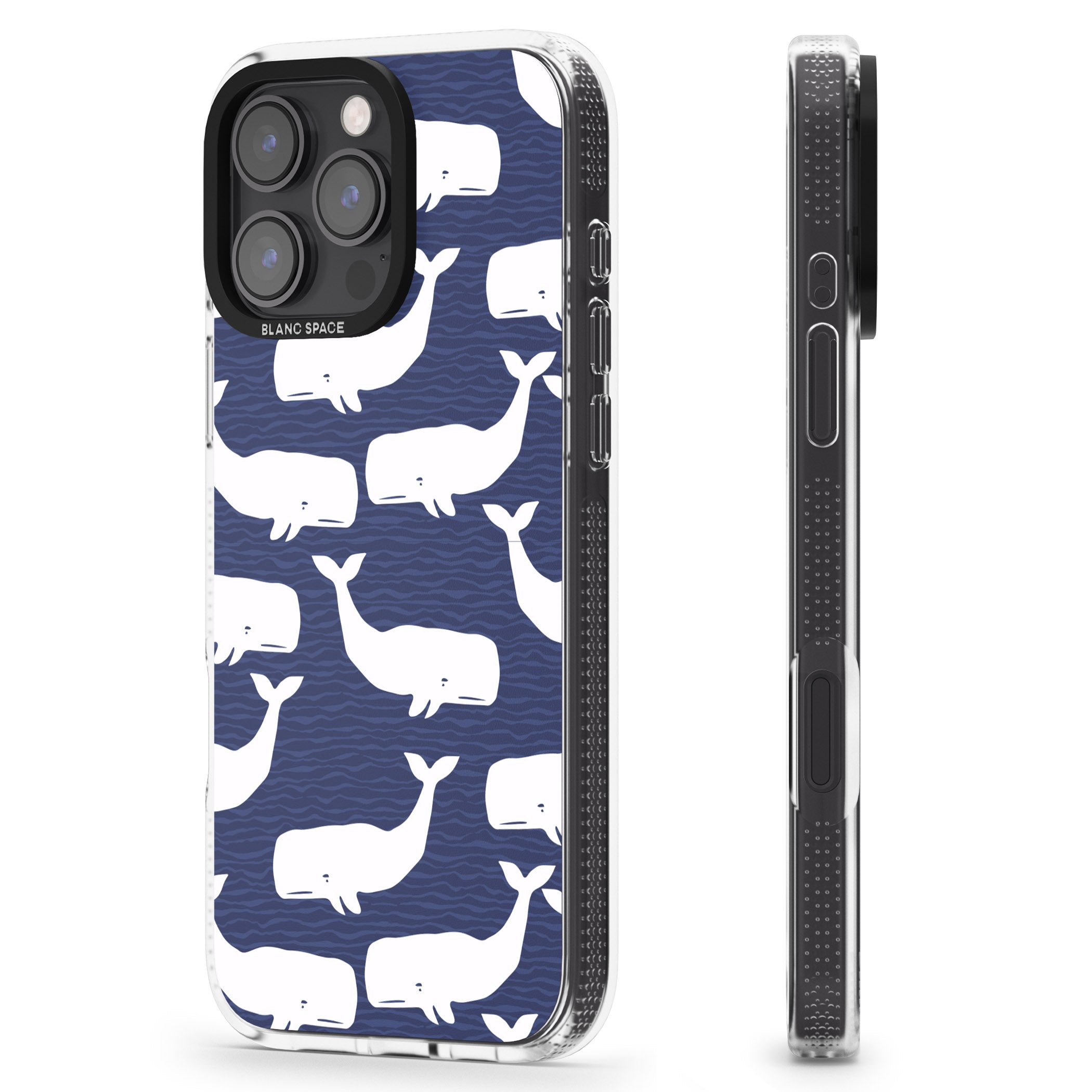 Cute Whales iPhone 16 Pro Max / 16 Pro Clear Case Impact Air - Blanc Space