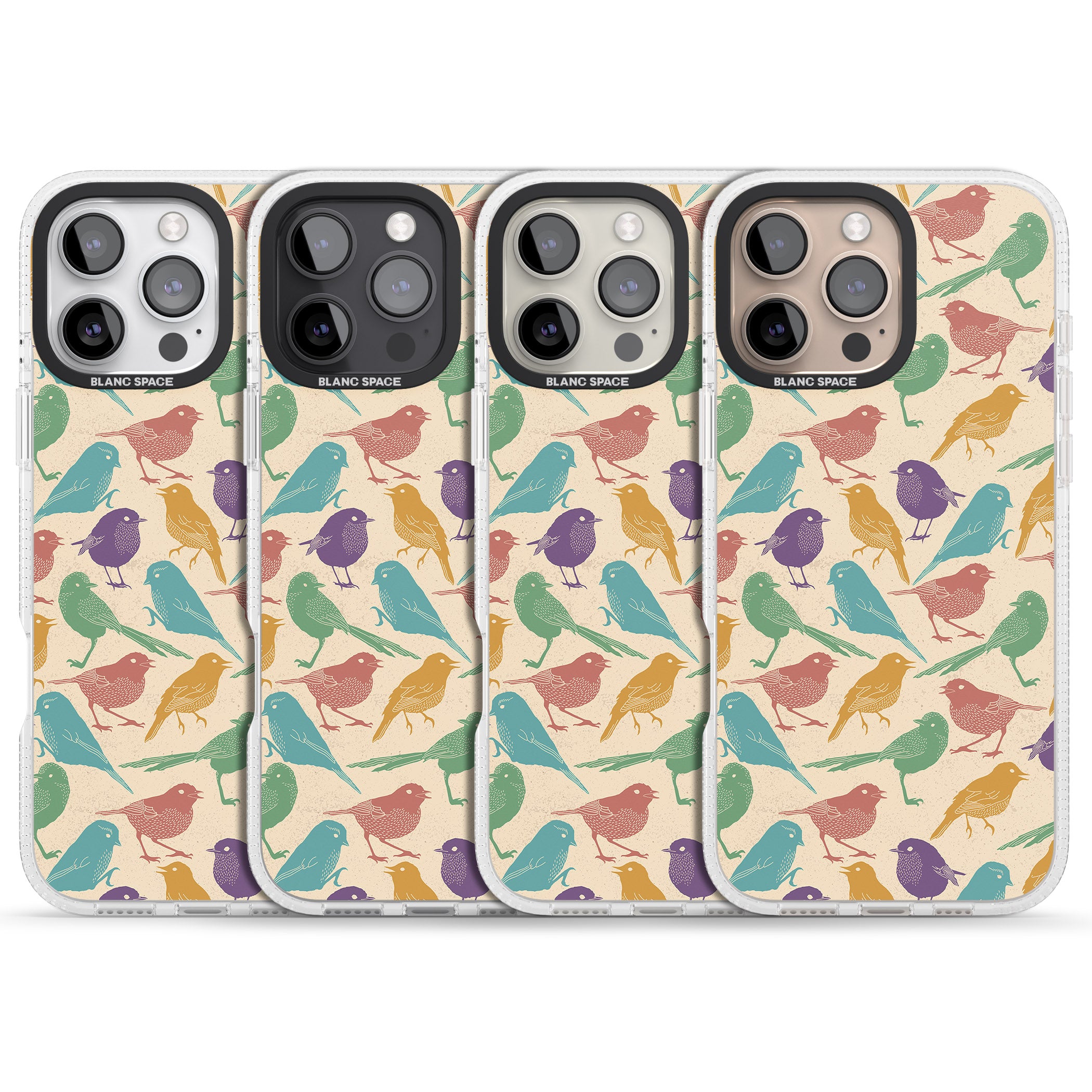 Colourful Feathered Friends Bird iPhone 16 Pro Max / 16 Pro Clear Case Impact Air - Blanc Space