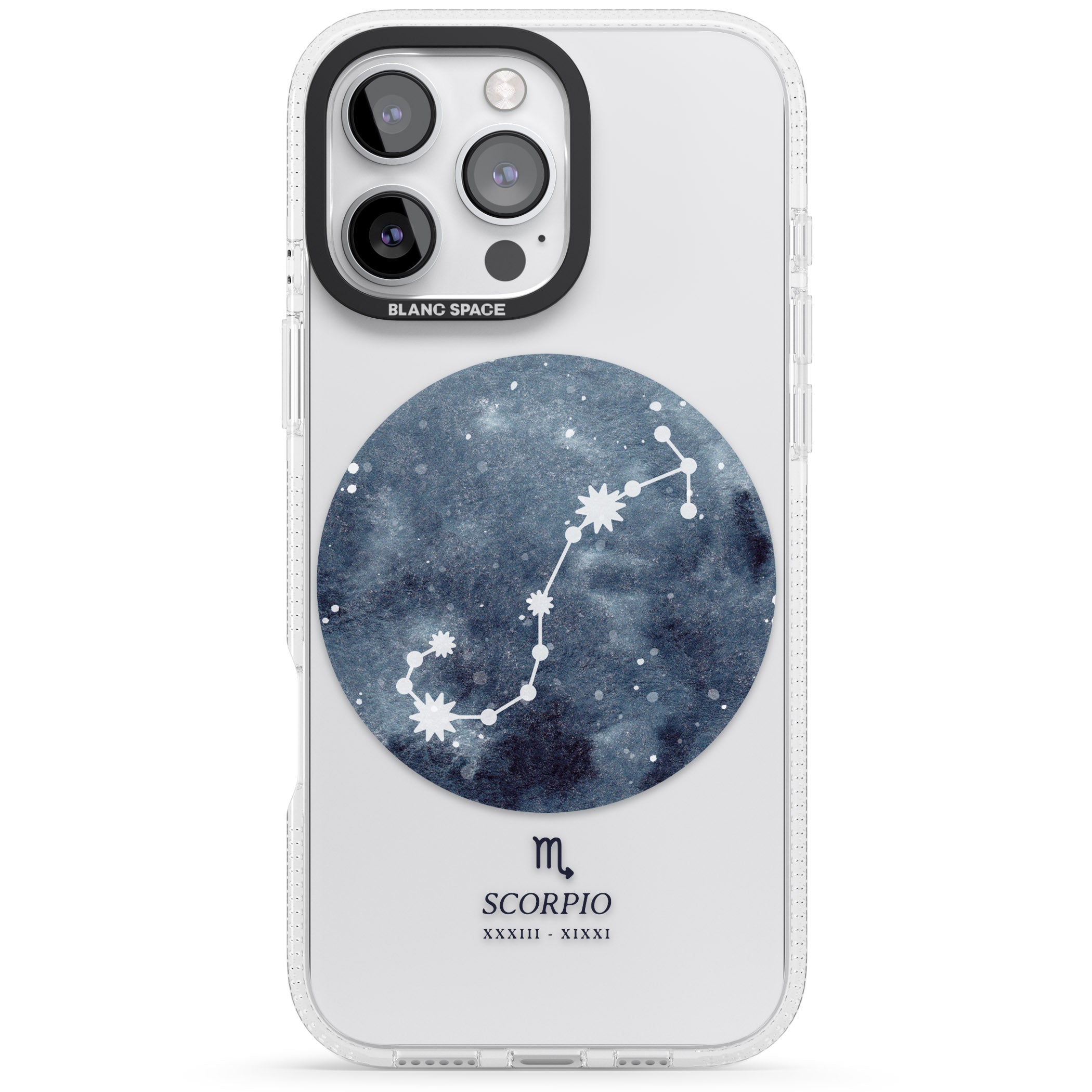 Scorpio Zodiac Transparent Design - Blue iPhone 16 Pro Max / 16 Pro Clear Case Impact Air - Blanc Space