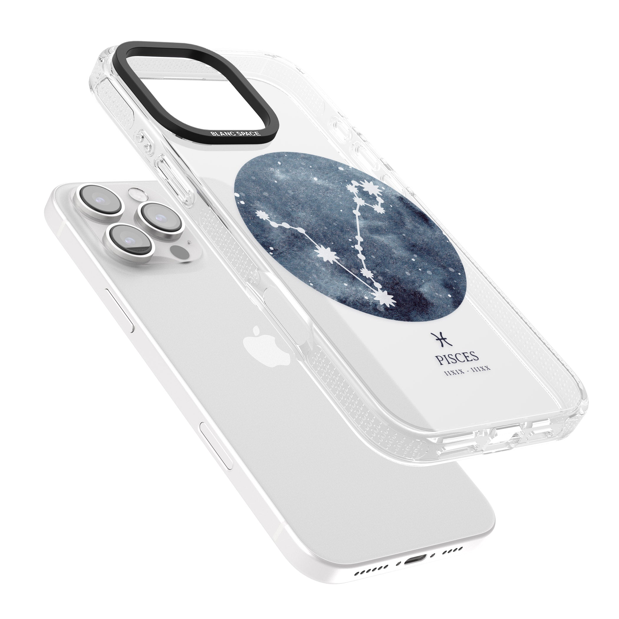 Pisces Zodiac Transparent Design - Blue iPhone 16 Pro Max / 16 Pro Clear Case Impact Air - Blanc Space