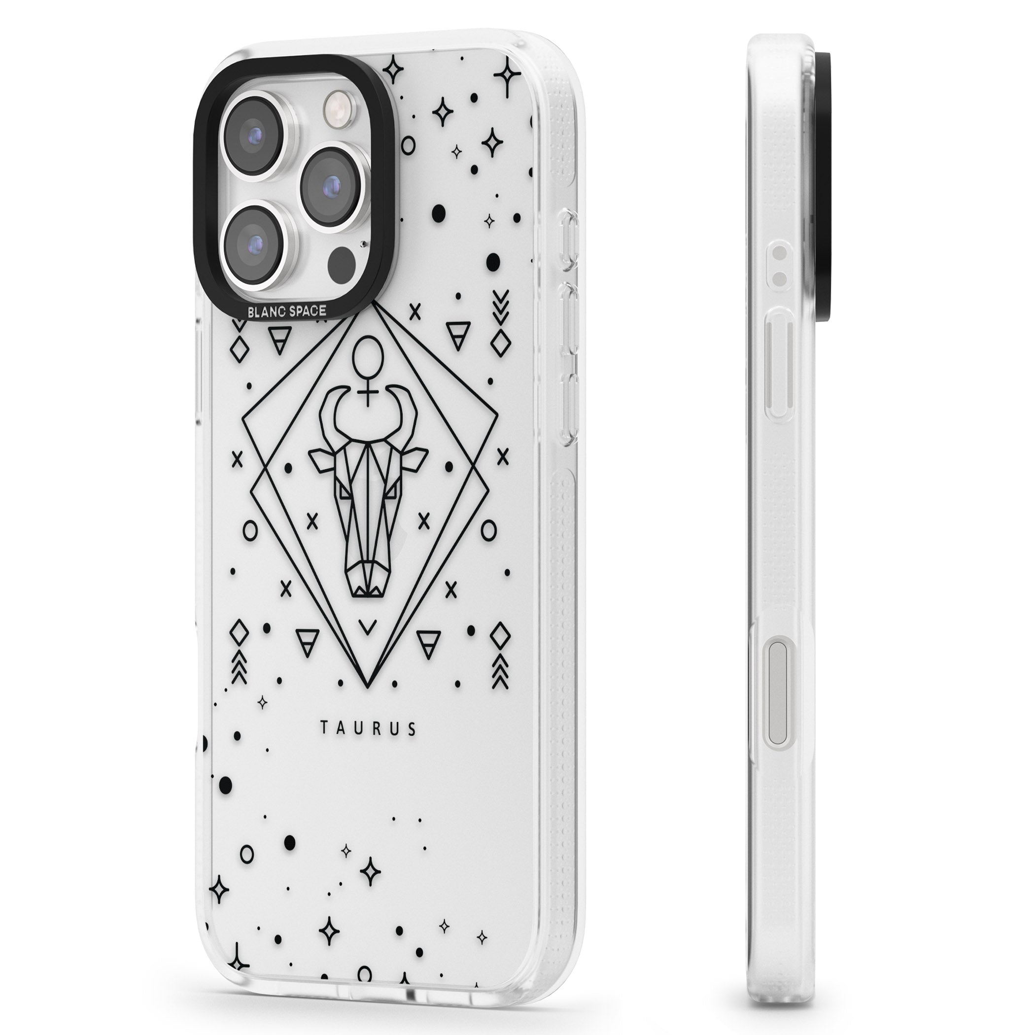 Taurus Emblem - Transparent Design iPhone 16 Pro Max / 16 Pro Clear Case Impact Air - Blanc Space