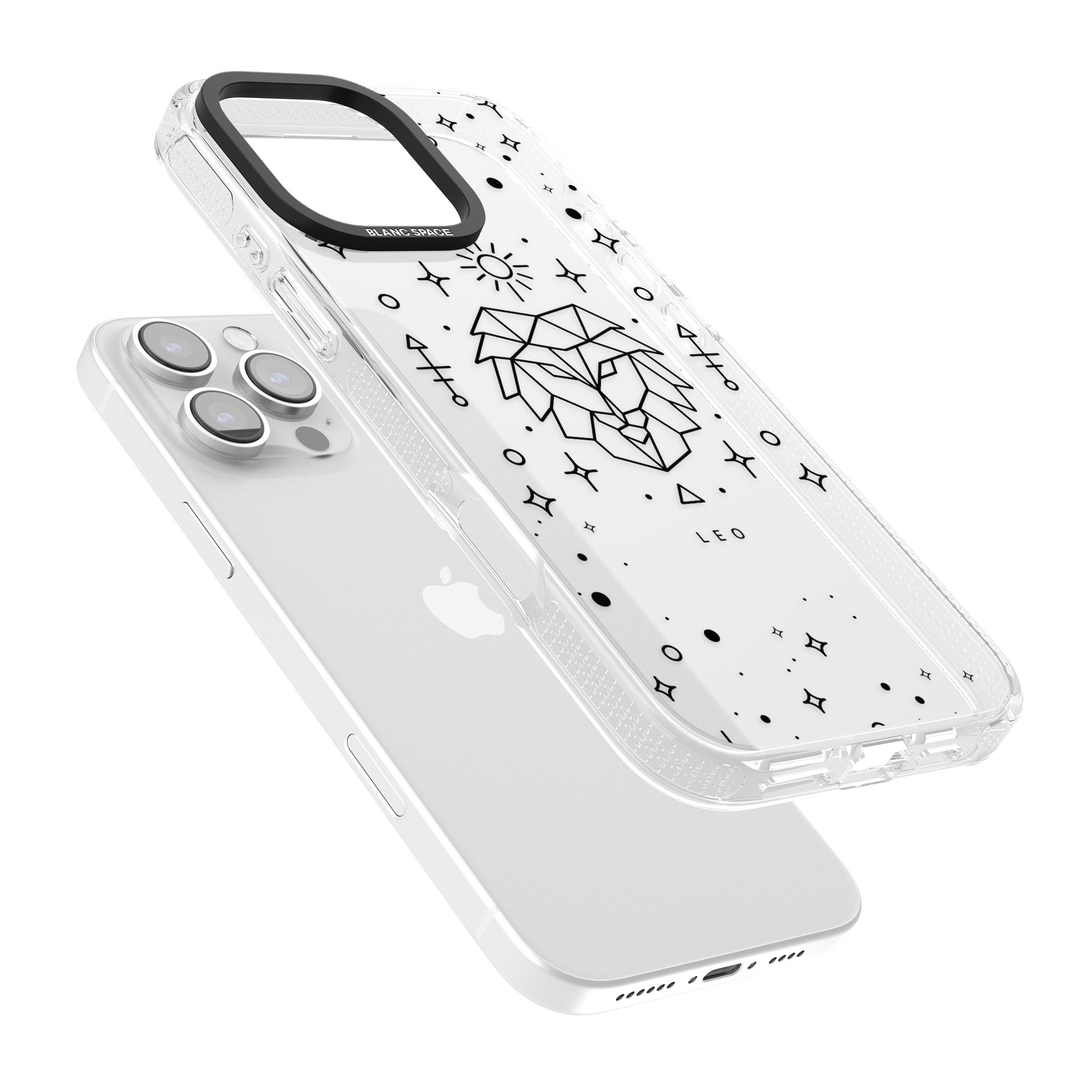 Leo Emblem - Transparent Design iPhone 16 Pro Max / 16 Pro Clear Case Impact Air - Blanc Space