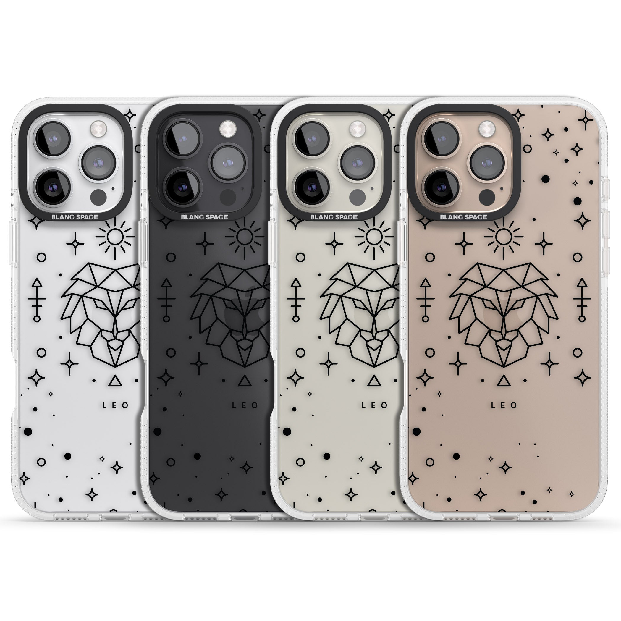 Leo Emblem - Transparent Design iPhone 16 Pro Max / 16 Pro Clear Case Impact Air - Blanc Space