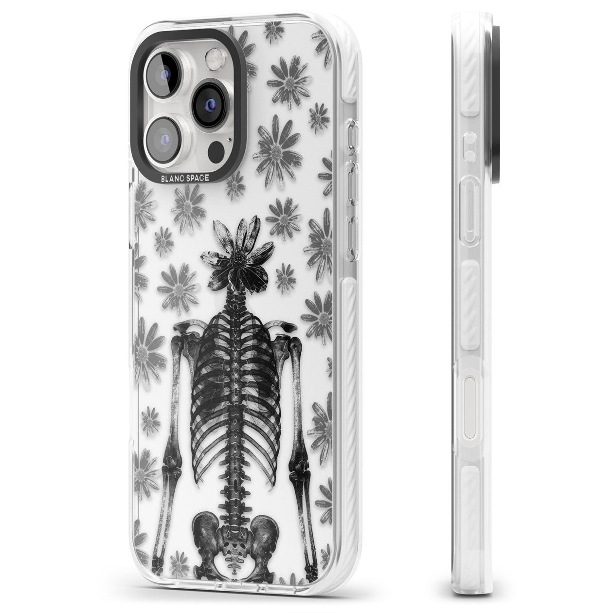Skeleton Flower Impact Phone Case for iPhone 16 Pro, iPhone 16 Pro Max