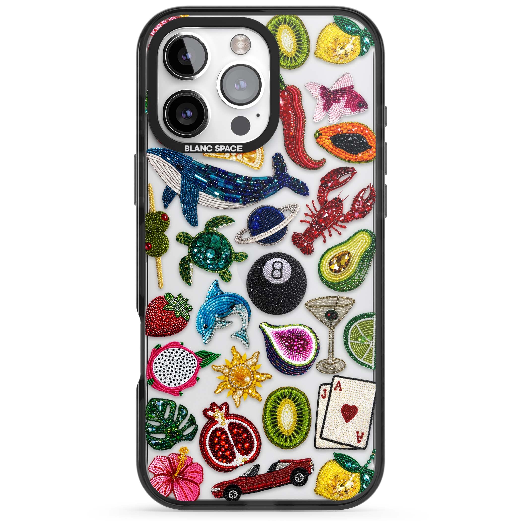 Beaded Mix cute iPhone case | Black Impact case for iPhone 16 Pro, iPhone 16 Pro Max