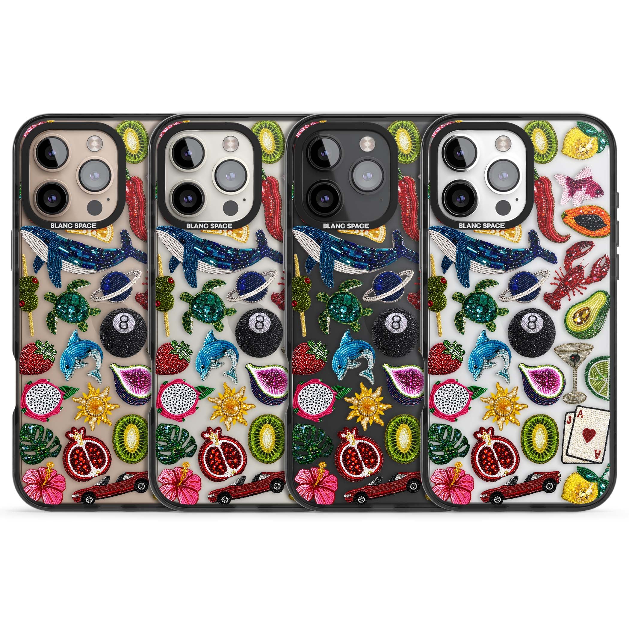 Beaded Mix cute iPhone case | Black Impact case for iPhone 16 Pro, iPhone 16 Pro Max
