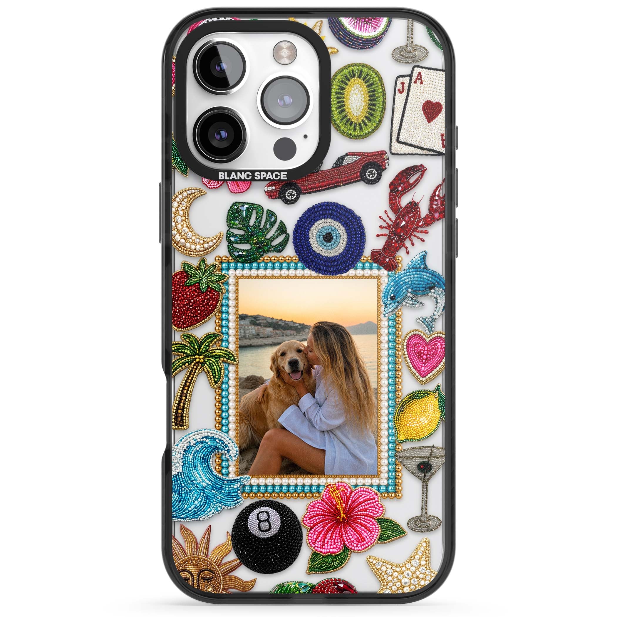 Beaded Photo coastal iPhone case | Black Impact case for iPhone 16 Pro, iPhone 16 Pro Max