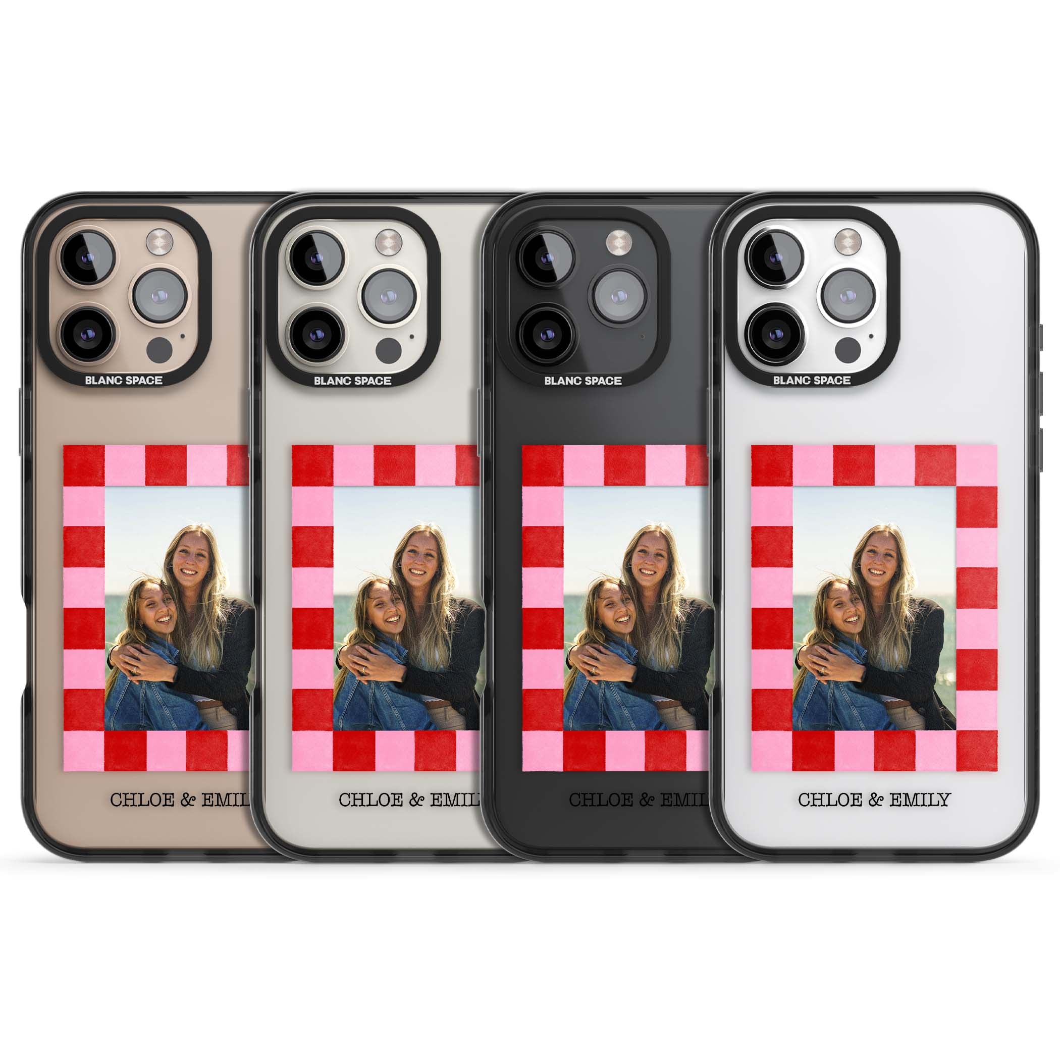 Bubblegum Check Photo for her iPhone case | Black Impact case for iPhone 16 Pro, iPhone 16 Pro Max