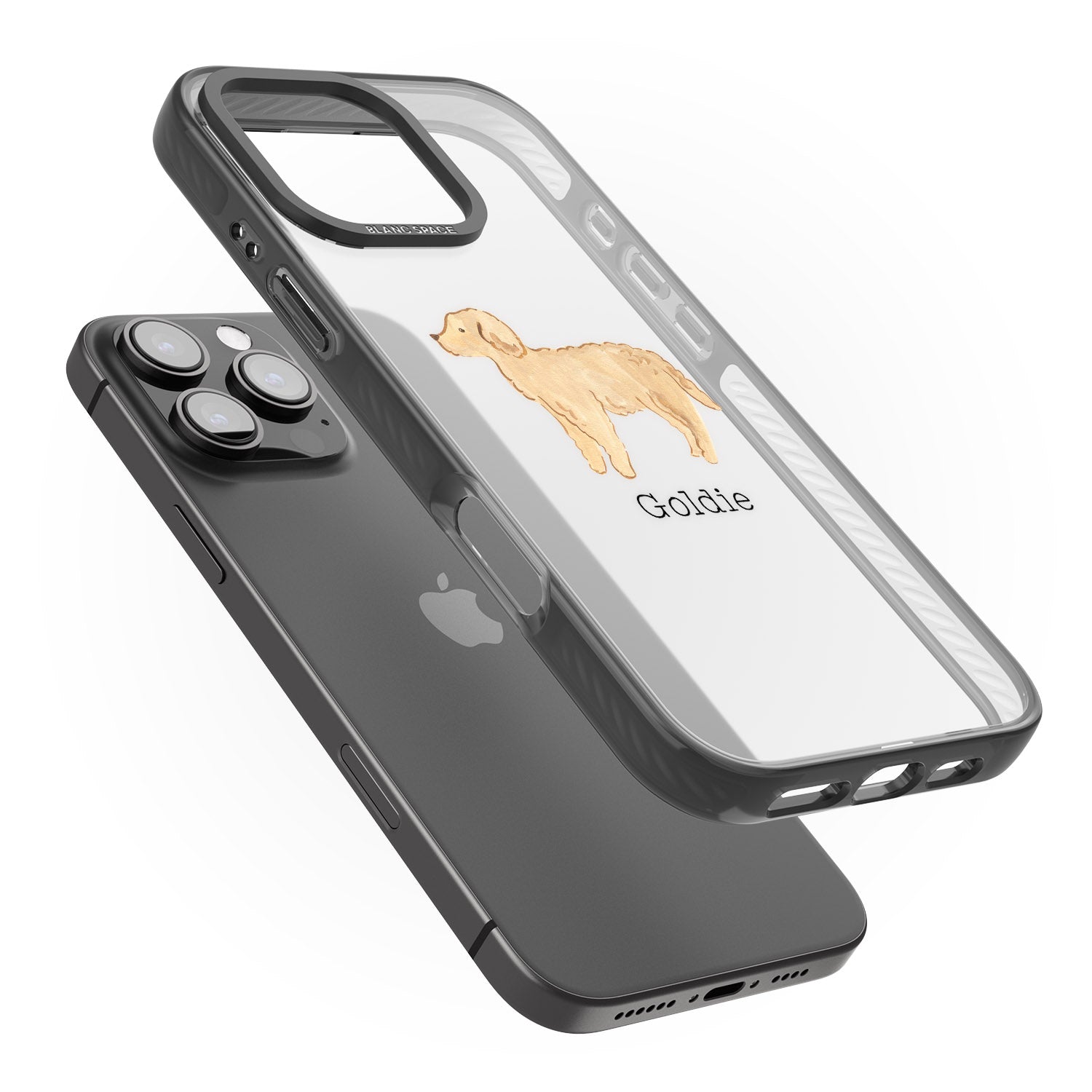 iPhone 16 Pro Max Personalised Hand Painted Goldendoodle Black Impact Phone Case