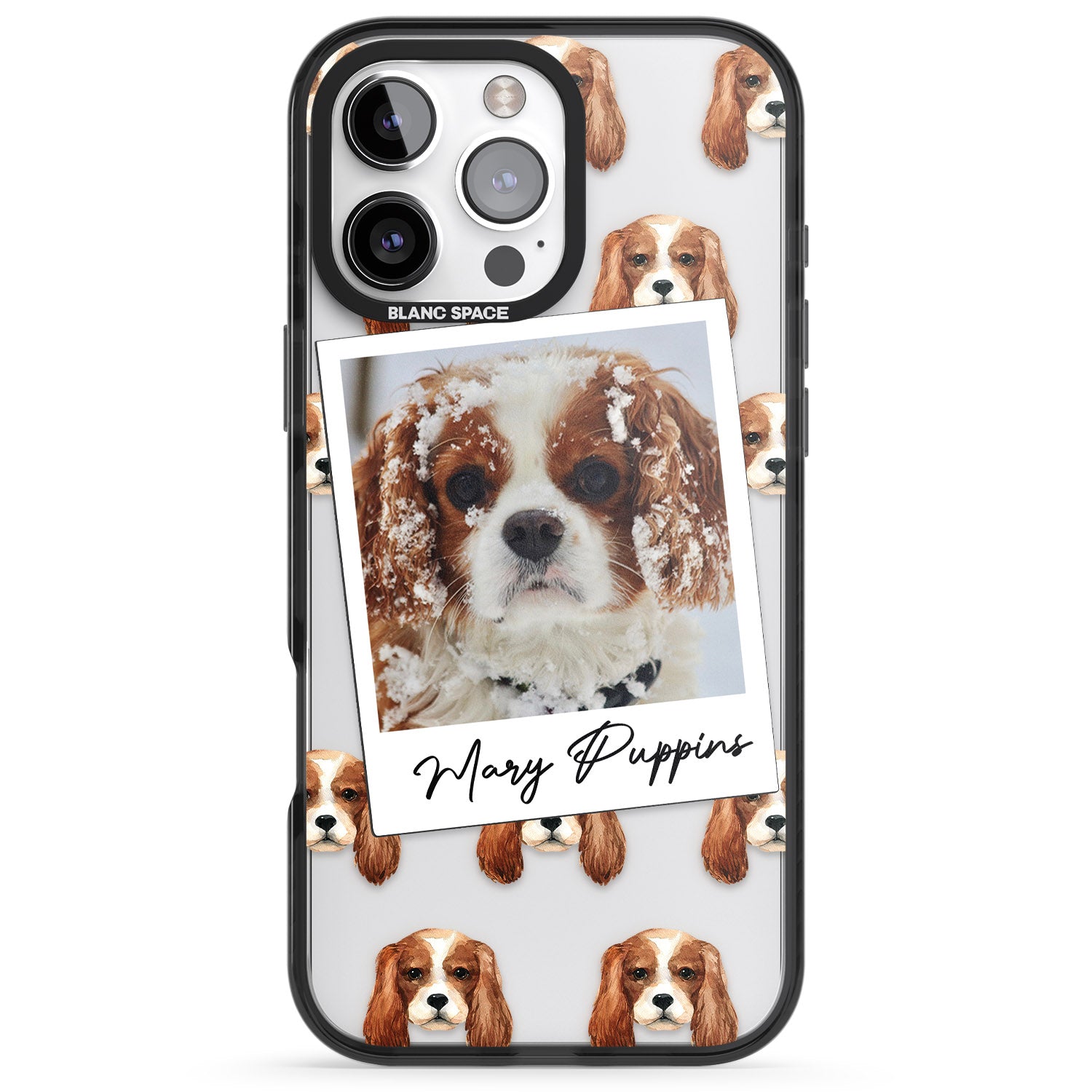 iPhone 16 Pro Max Personalised Cavalier King Charles - Dog Photo Black Impact Phone Case