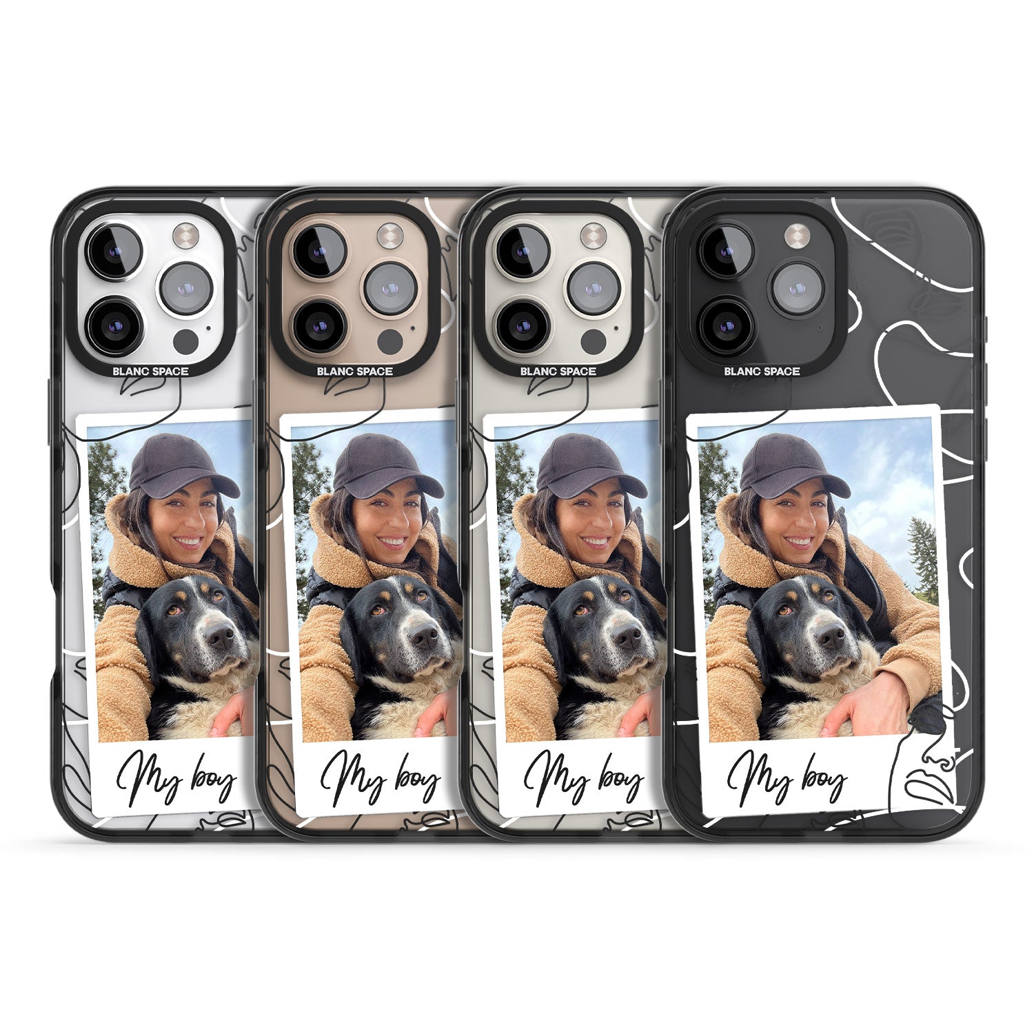iPhone 16 Pro Max Personalised Abstract Faces Instant Photo Black Impact Phone Case
