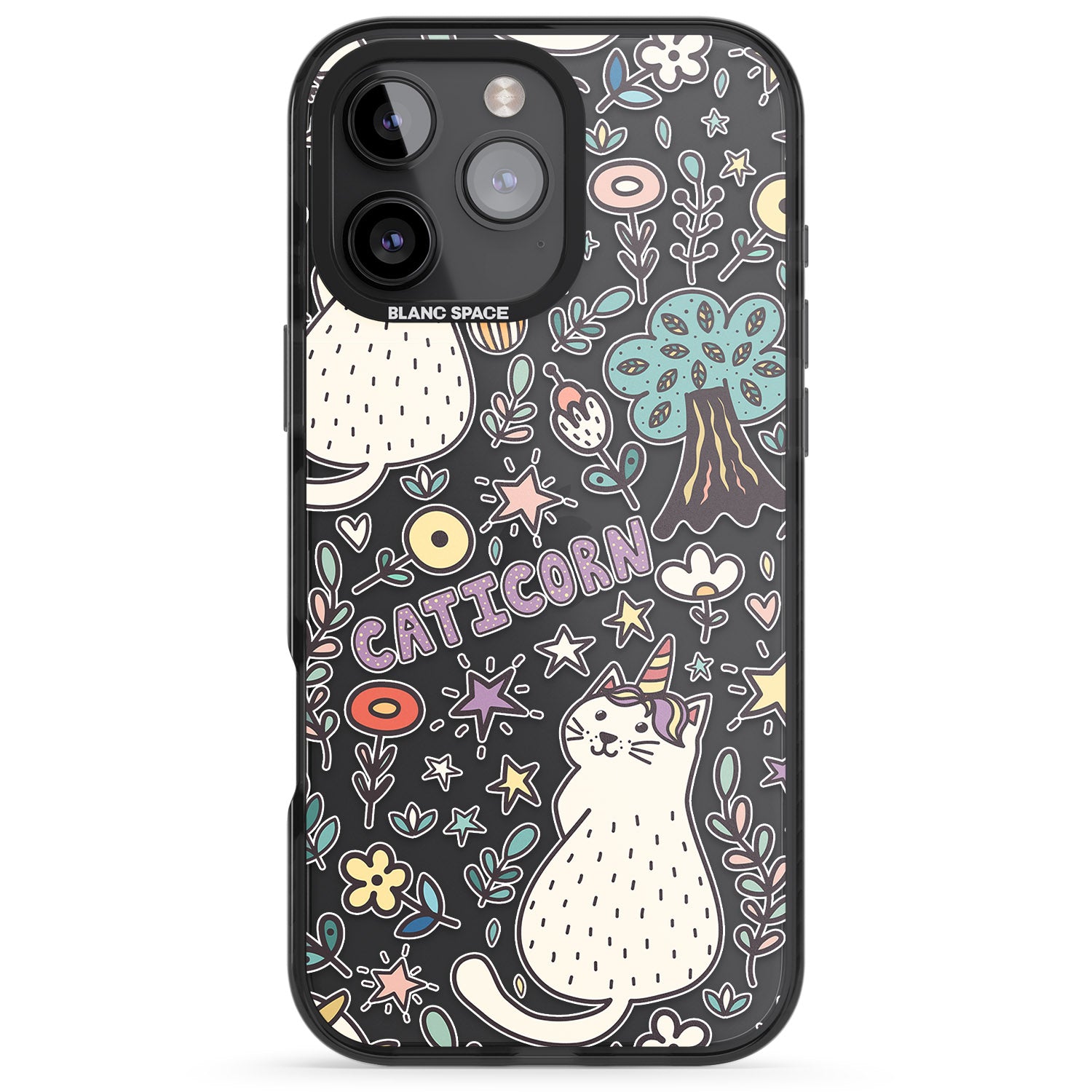 iPhone 16 Pro Max Caticorn pattern Black Impact Phone Case