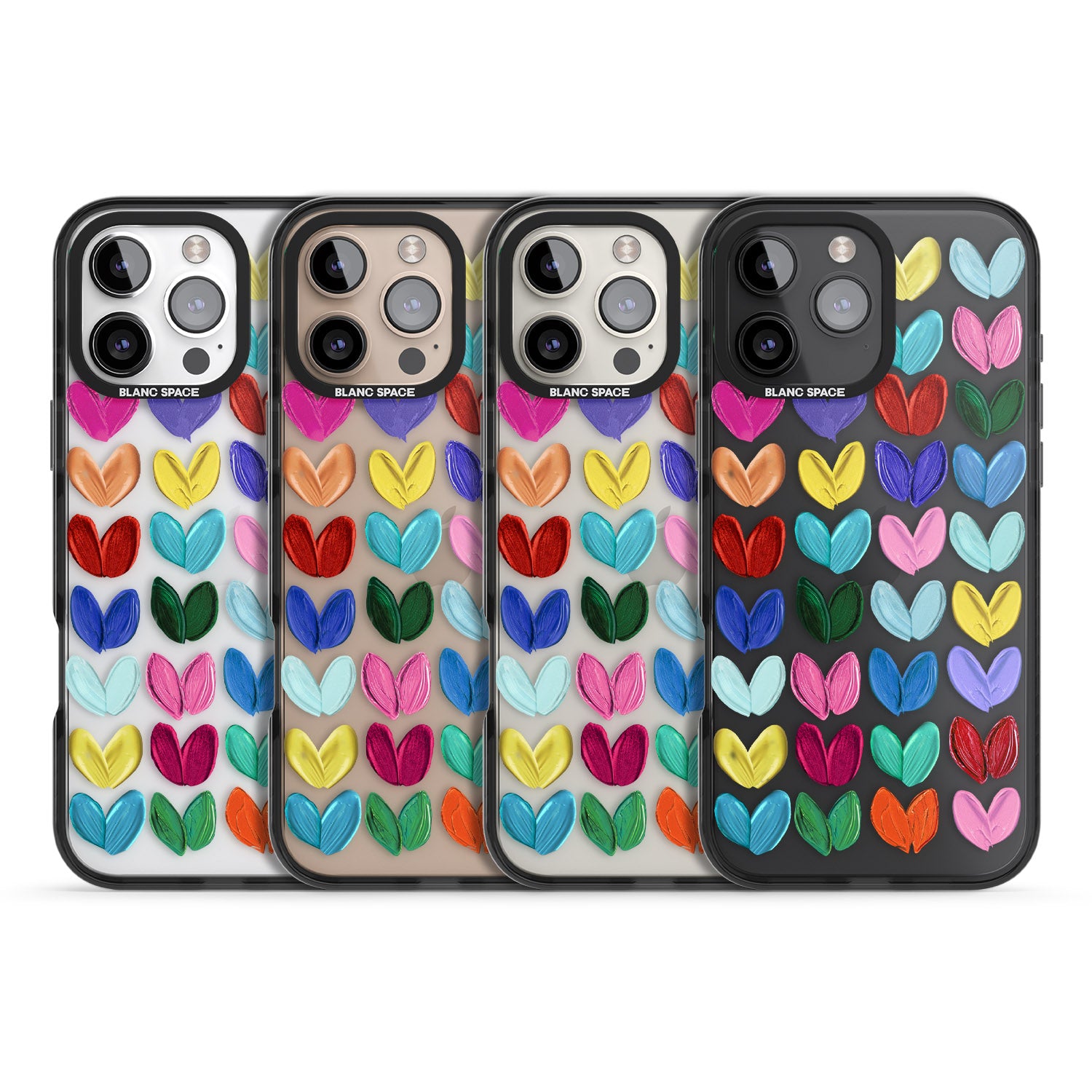 iPhone 16 Pro Max Oil Painted Hearts Black Impact Phone Case