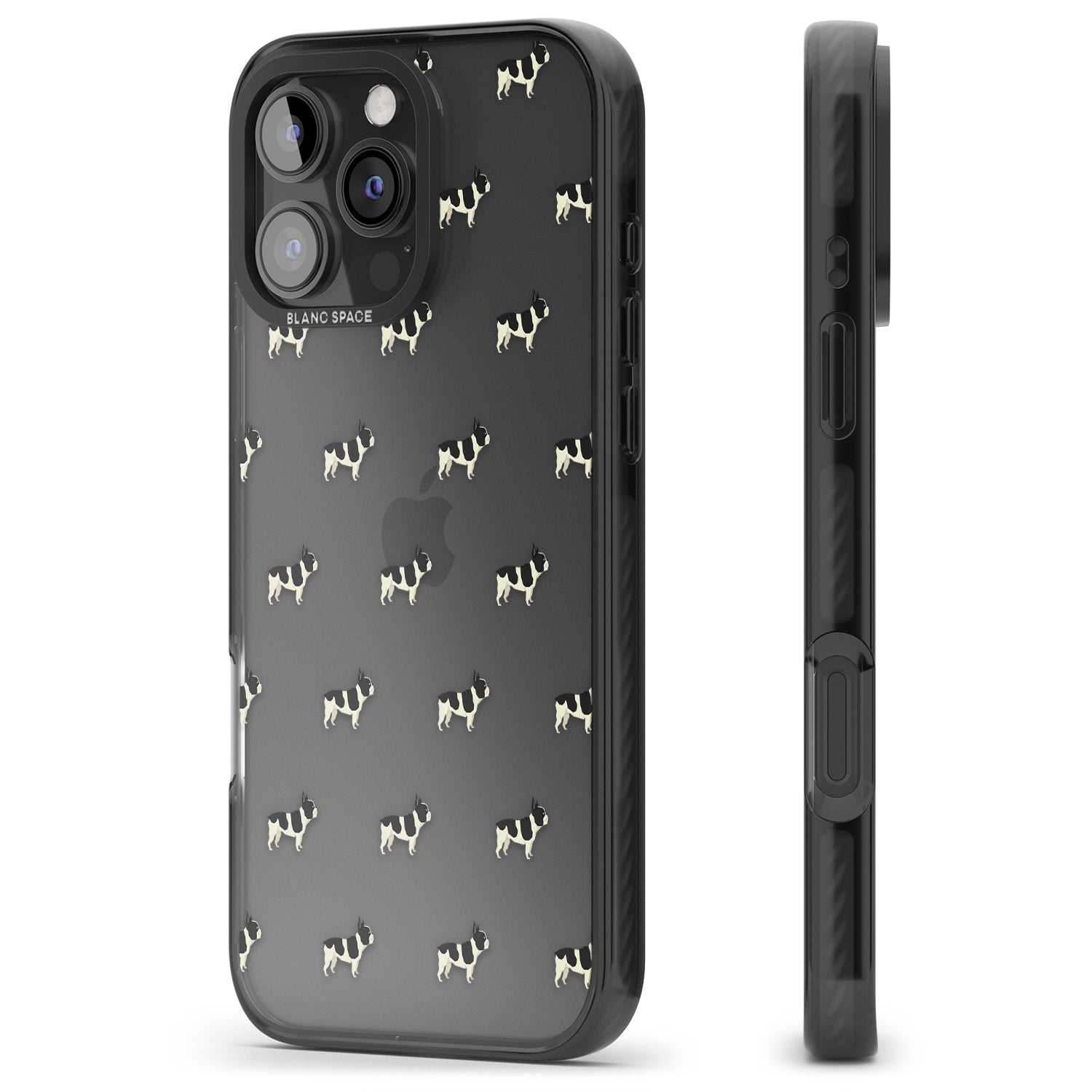 iPhone 16 Pro Max French Bulldog Dog Pattern Clear Black Impact Phone Case