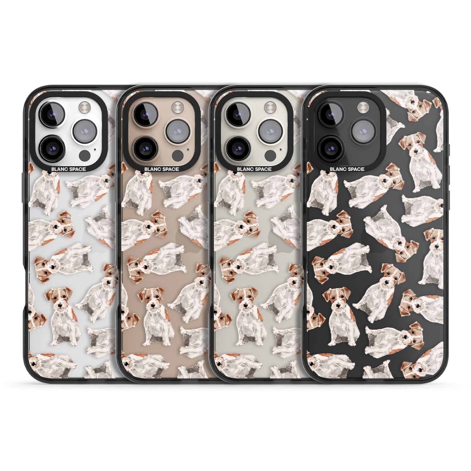 iPhone 16 Pro Max Wirehaired Jack Russell Watercolour Dog Pattern Black Impact Phone Case