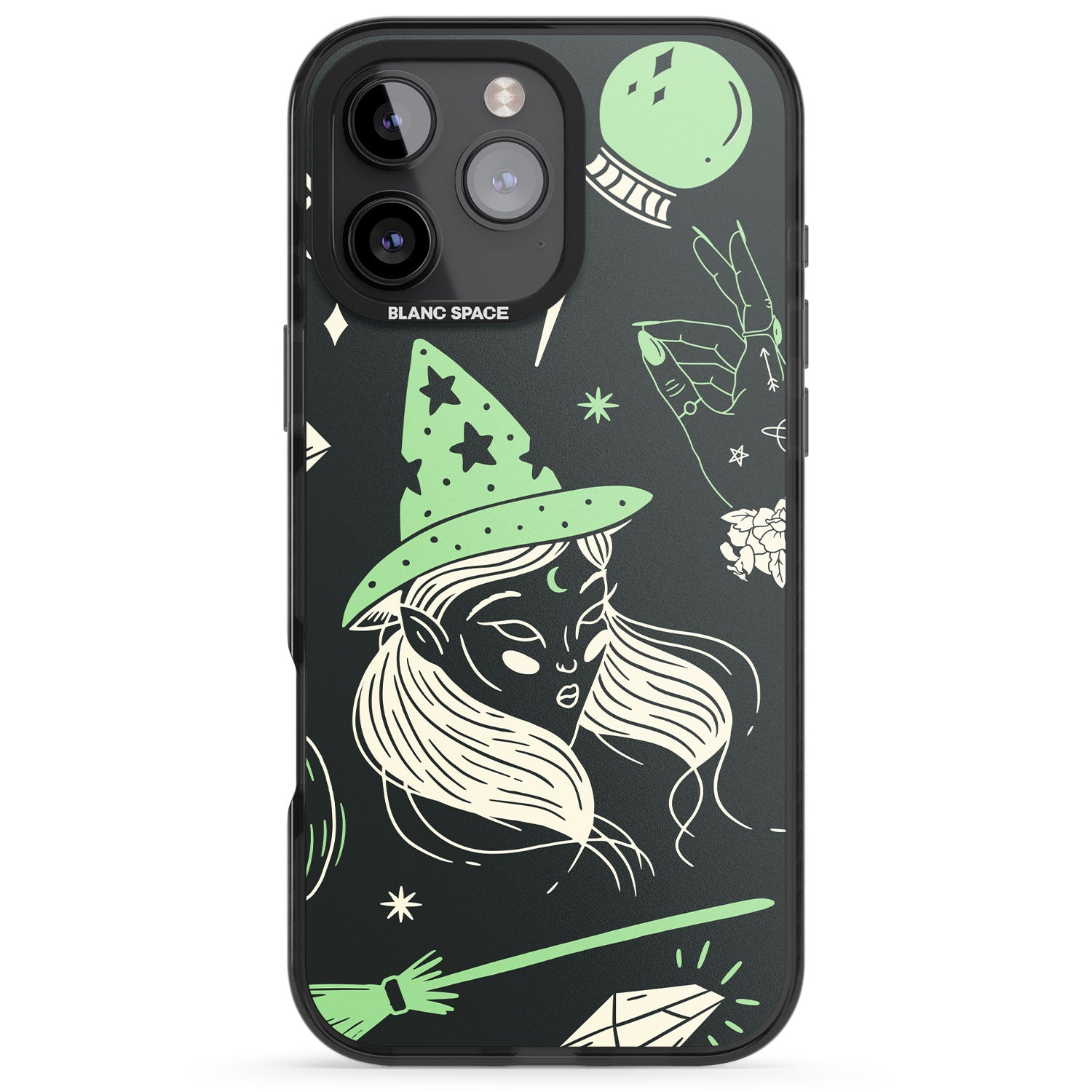 iPhone 16 Pro Max Astrology Witch Pattern Black Impact Phone Case