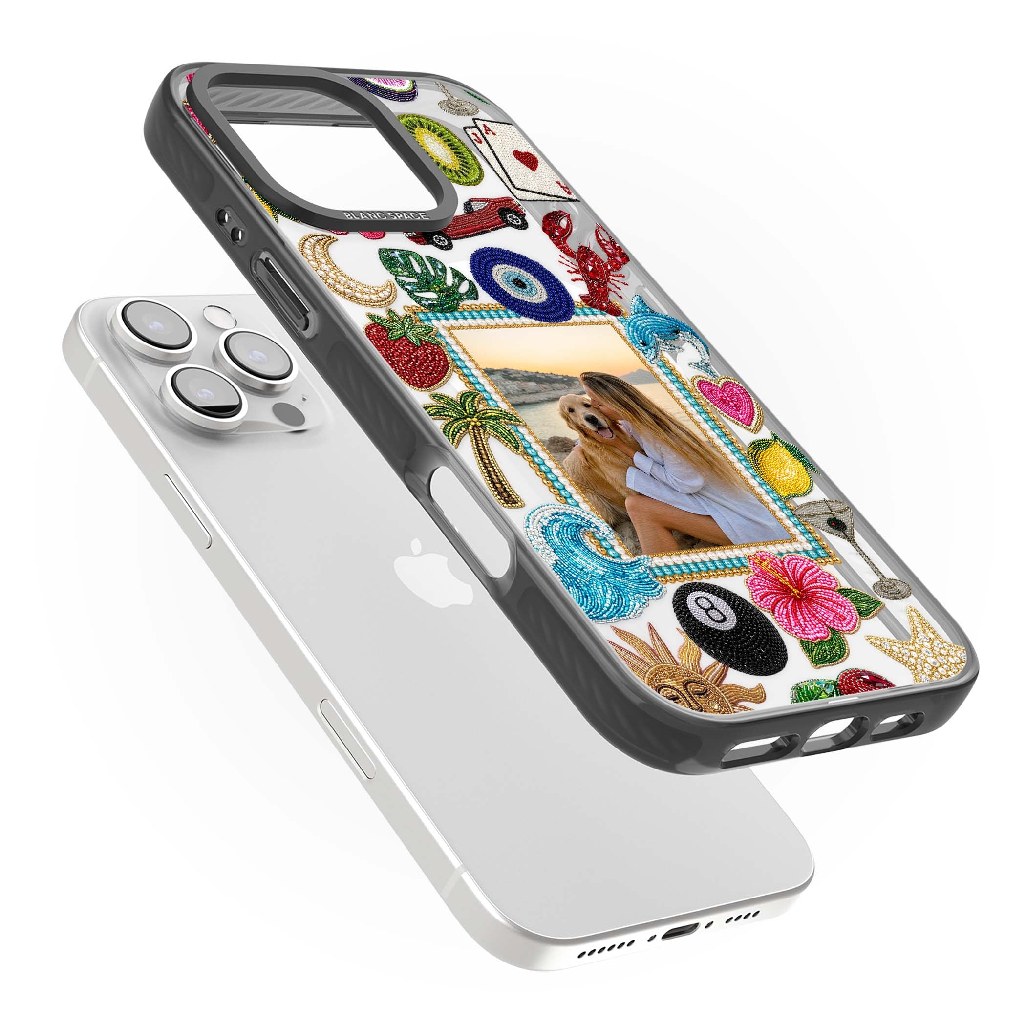 Beaded Photo coastal iPhone case | Black Impact Magsafe case for iPhone 16 Pro, iPhone 16 Pro Max