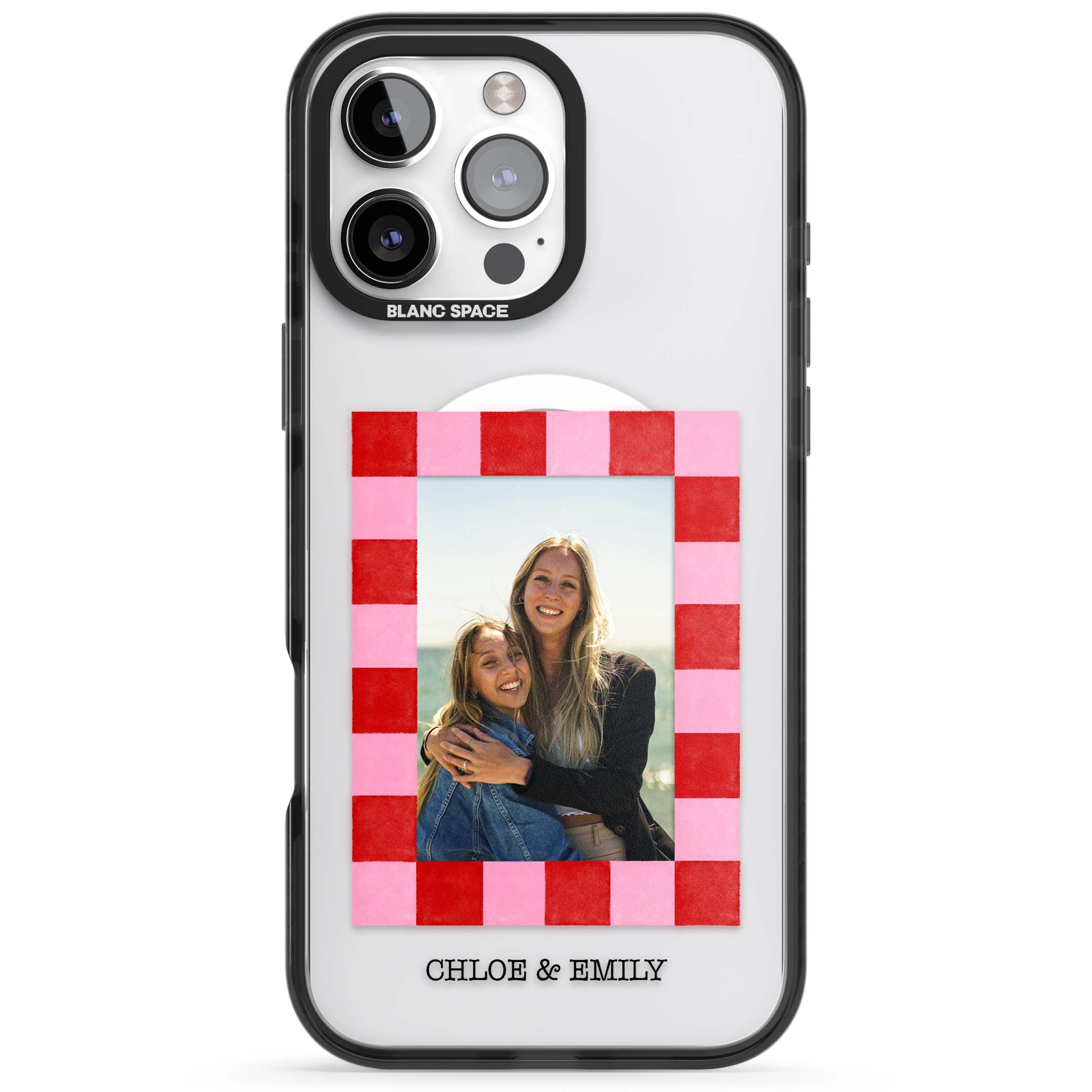 Bubblegum Check Photo for her iPhone case | Black Impact Magsafe case for iPhone 16 Pro, iPhone 16 Pro Max
