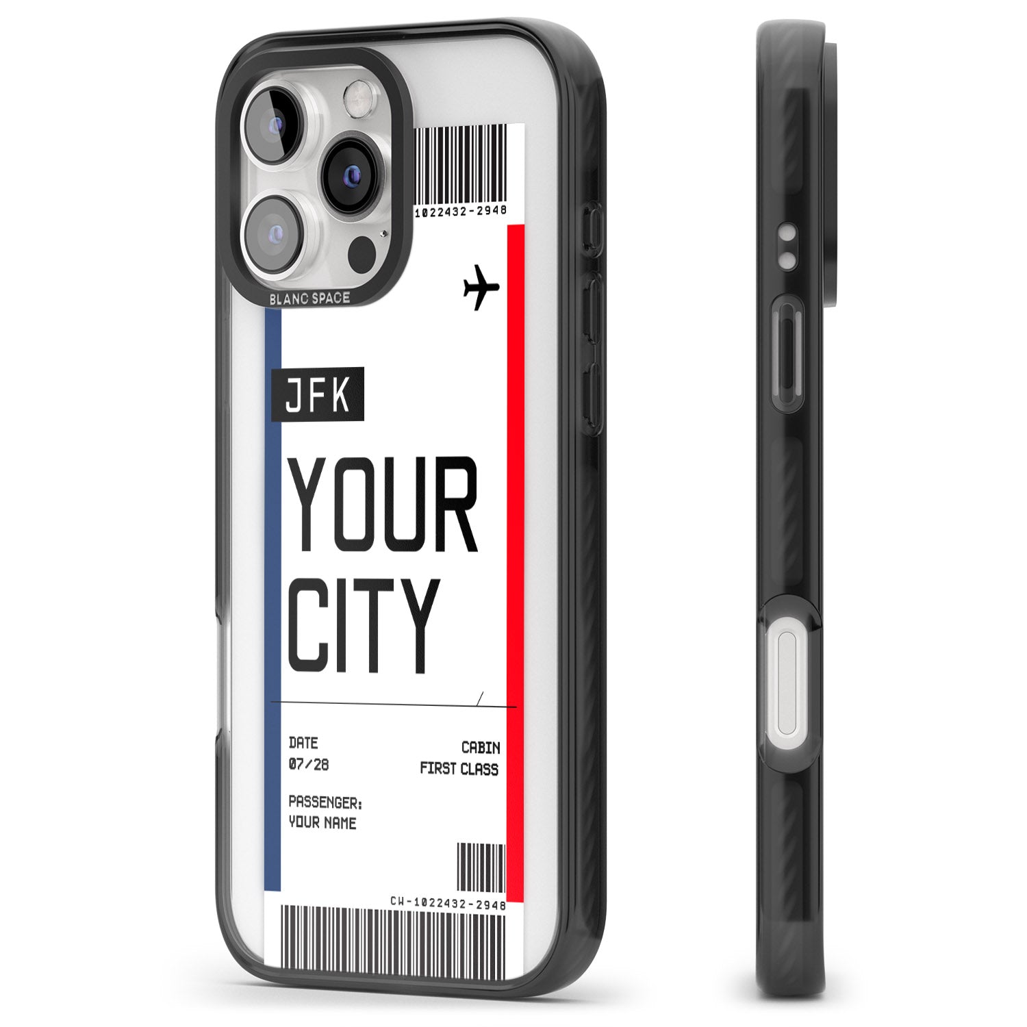 iPhone 16 Pro Max Personalised Create Your Own Boarding Pass Ticket Black Impact Phone Case