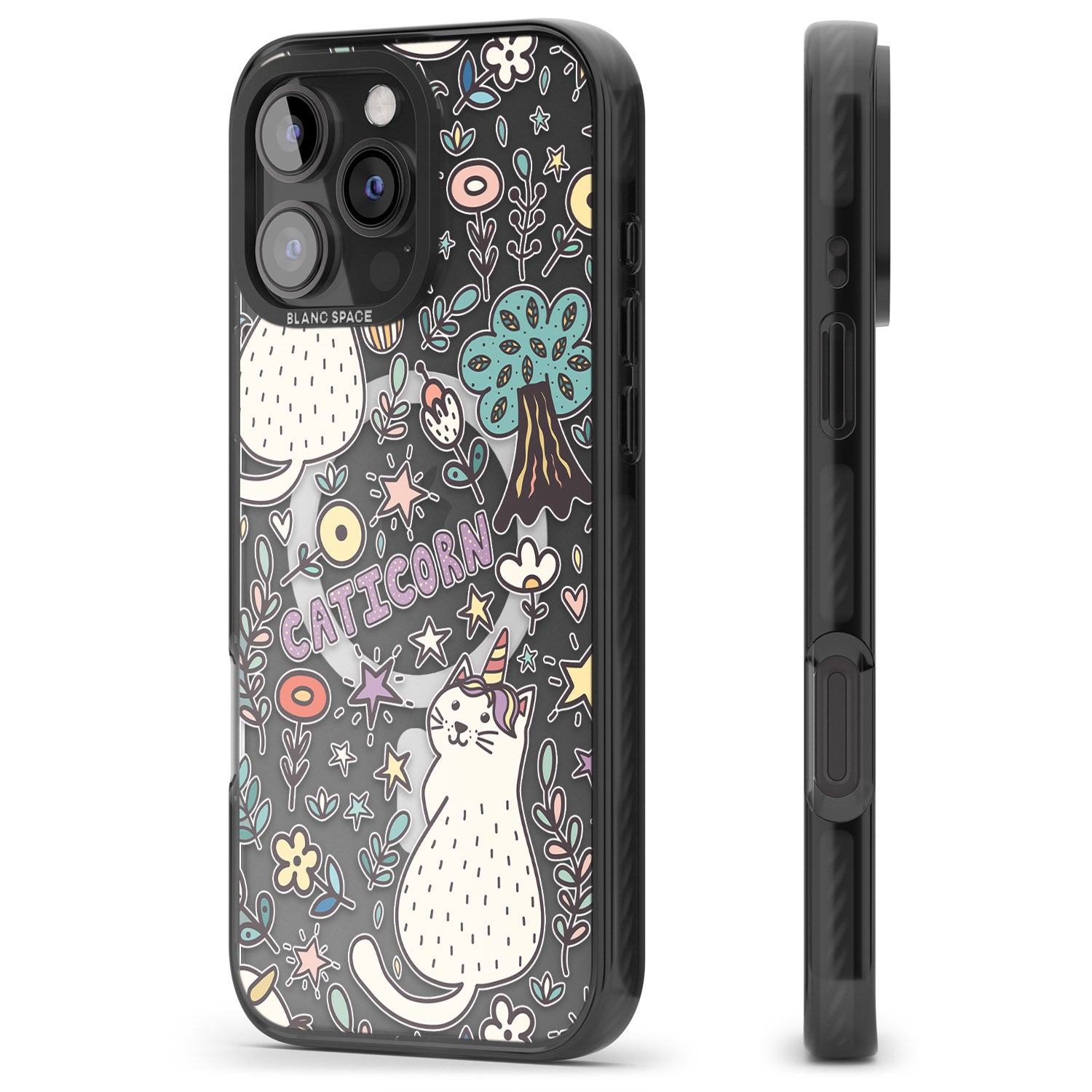 iPhone 16 Pro Max Caticorn pattern Black Impact Phone Case