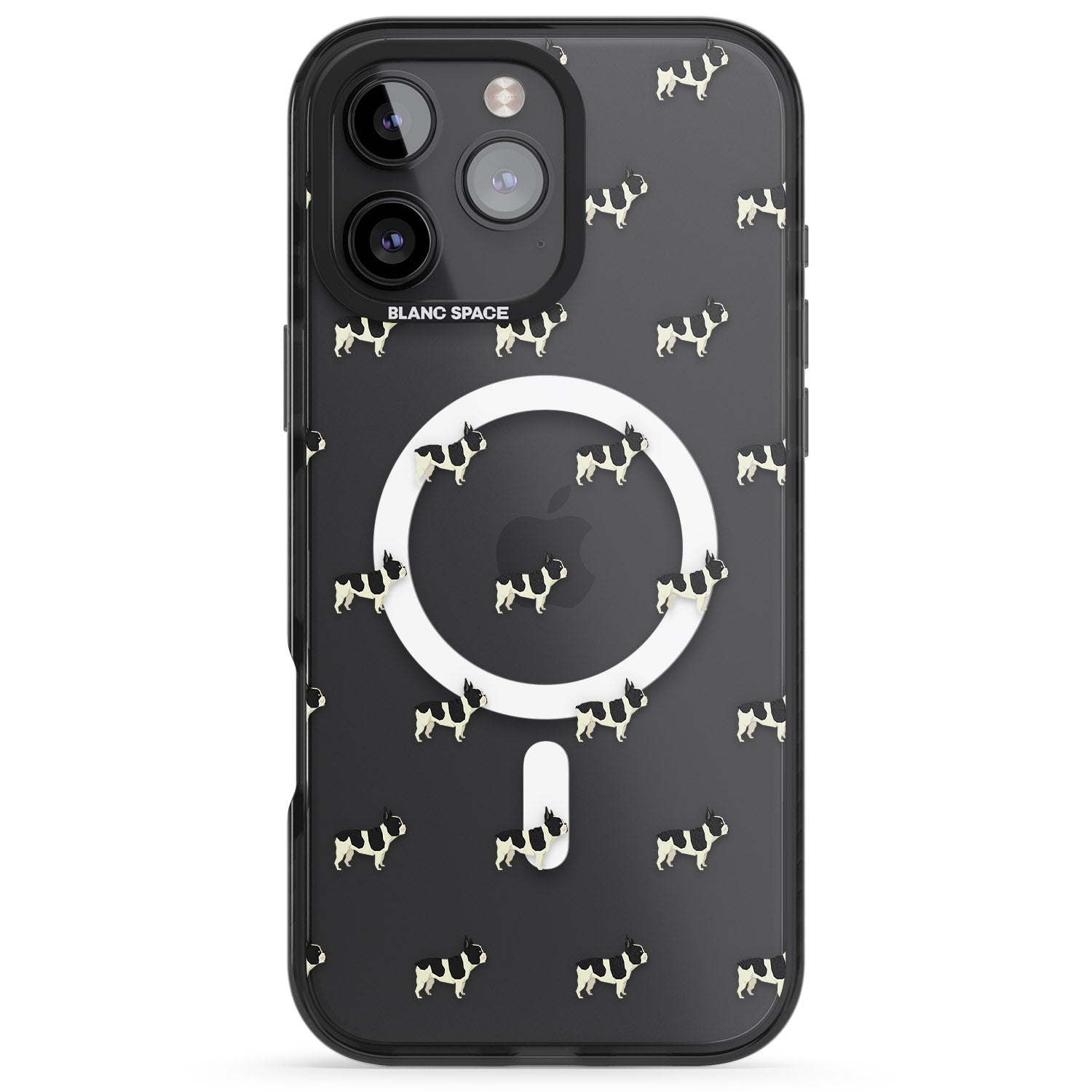 iPhone 16 Pro Max French Bulldog Dog Pattern Clear Black Impact Phone Case