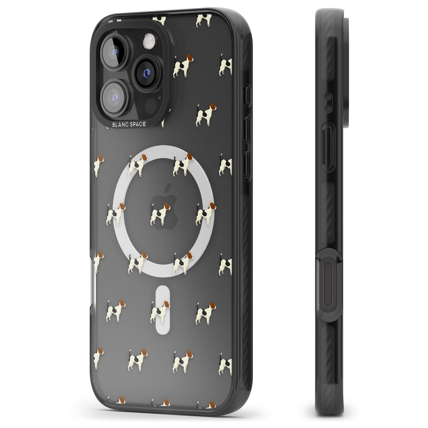 iPhone 16 Pro Max Jack Russell Terrier Dog Pattern Clear Black Impact Phone Case