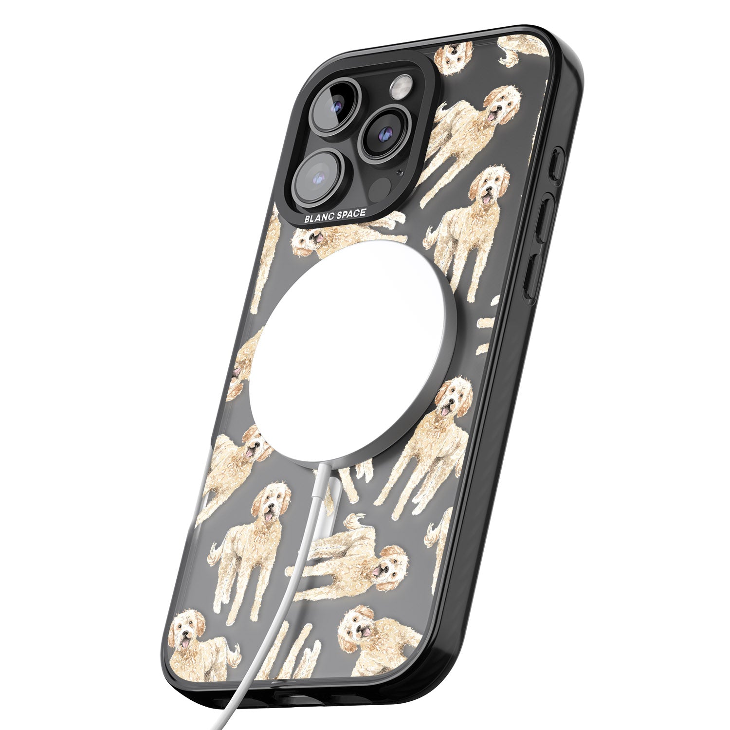 iPhone 16 Pro Max Goldendoodle Watercolour Dog Pattern Black Impact Phone Case