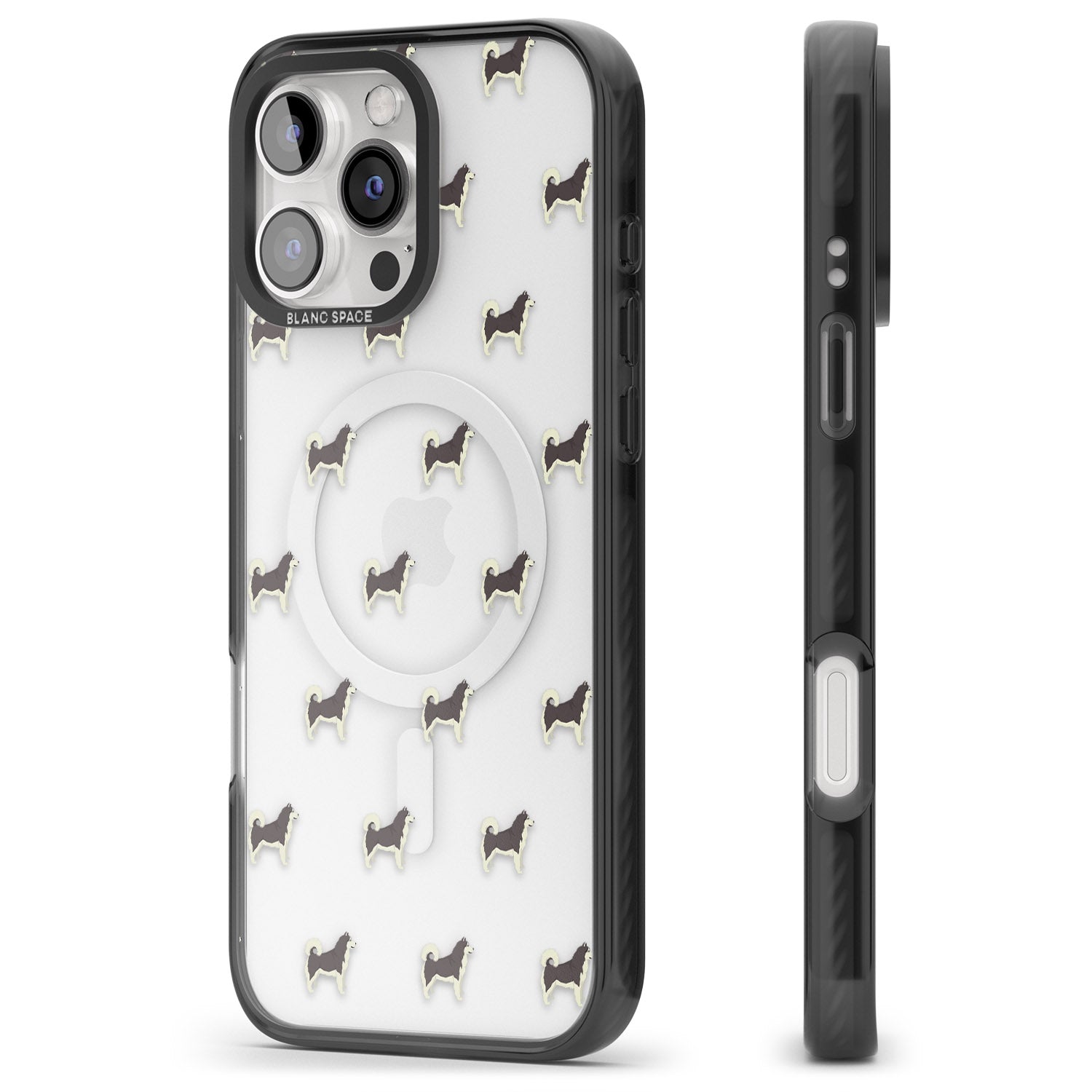 iPhone 16 Pro Max Alaskan Malamute Dog Pattern Clear Black Impact Phone Case