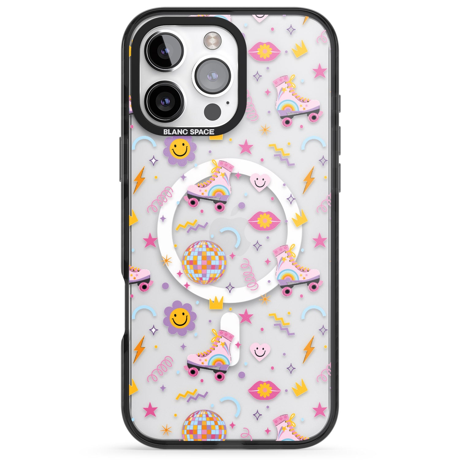 iPhone 16 Pro Max Roller Disco Pattern Black Impact Phone Case